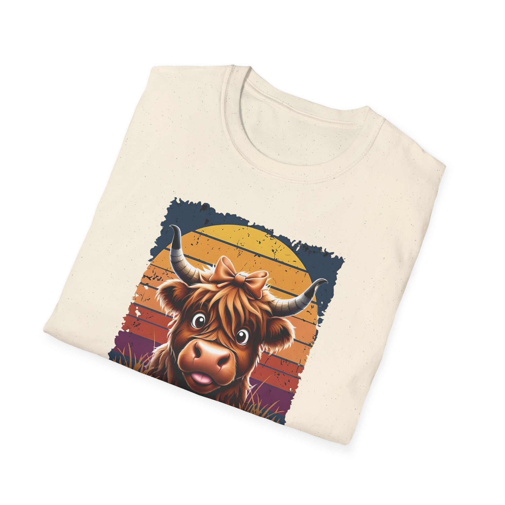 Follow Jesus Not The Herd Gildan Softstyle Unisex Tshirt | Highland Cow Christian Graphic T Shirt