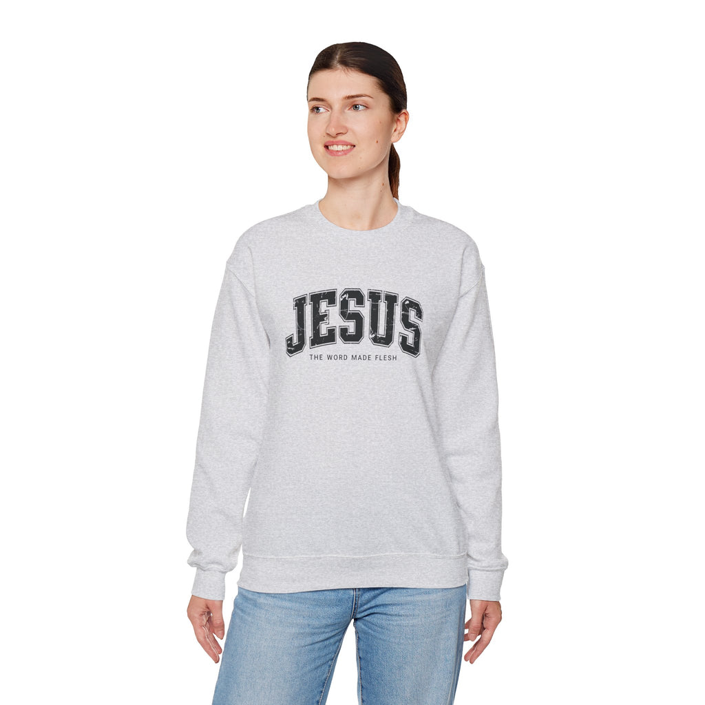 Jesus the Word Made Flesh Gildan Crewneck Sweatshirt | Christian Unisex Sweatshirt | Faith Apparel | Religious Gift