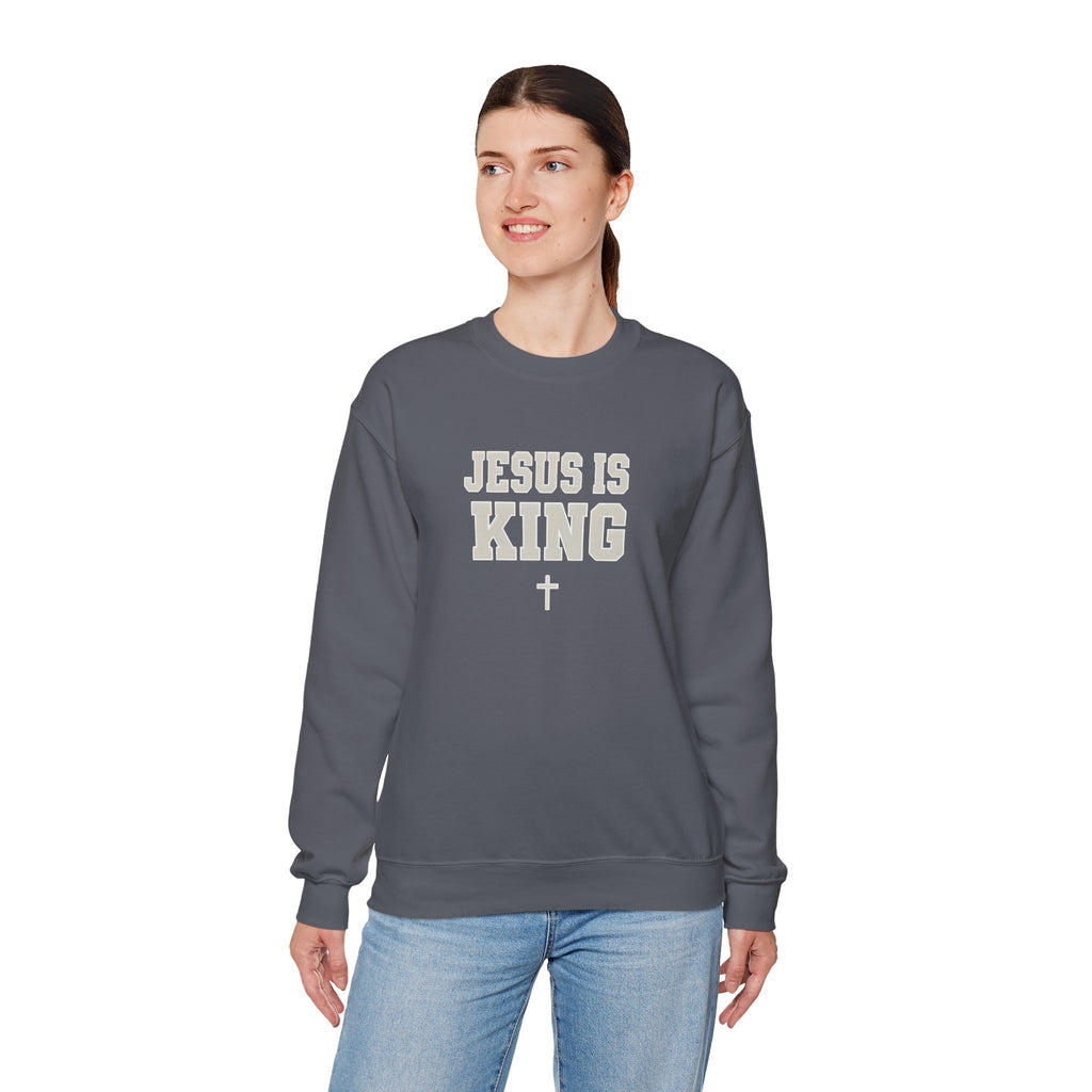 Jesus is King Gildan Unisex Crewneck Sweatshirt | Christian Apparel | Inspirational Gift | Cozy Everyday Wear