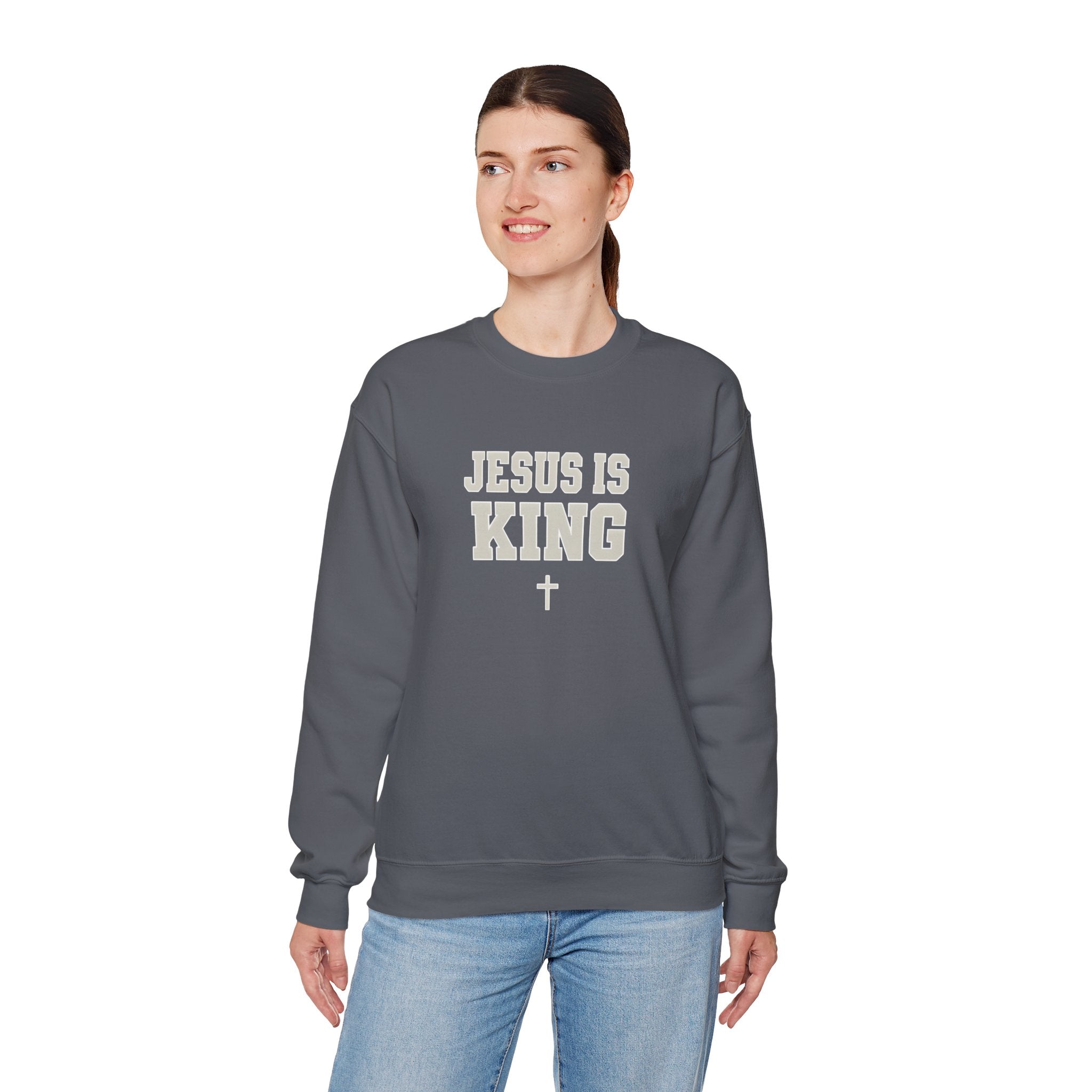 Jesus is King Gildan Unisex Crewneck Sweatshirt | Christian Apparel | Inspirational Gift | Cozy Everyday Wear