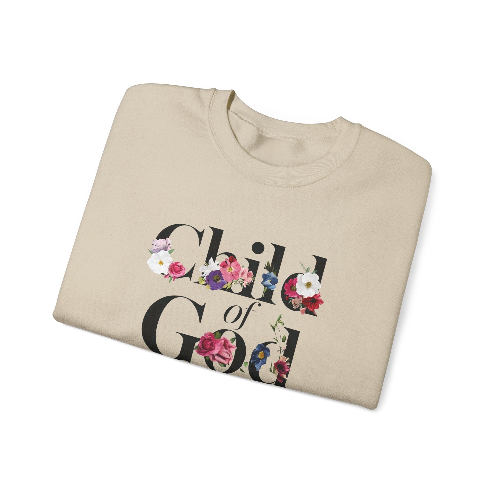 Child of God Floral Christian Gildan Crewneck Sweatshirt | Faith Inspirational Gift