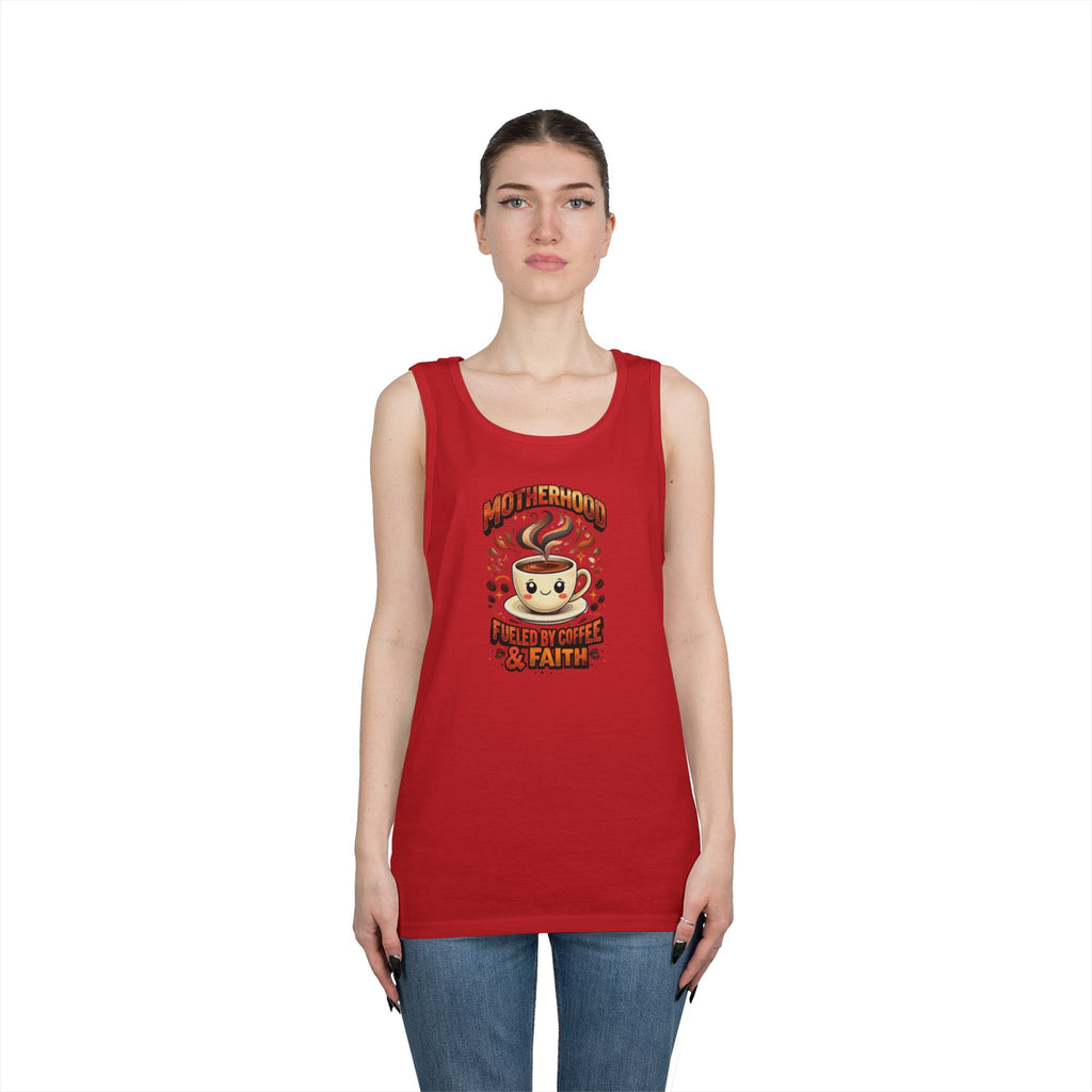 Motherhood Fueled by Coffee & Faith Gildan Tank Top | Christian Mom Shirt | Coffee Lover Mother’s Day Gift