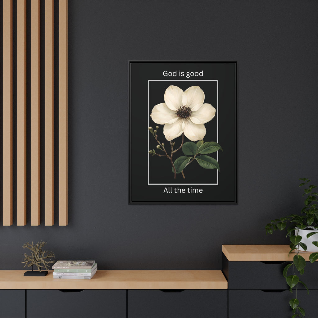 God is Good All The Time Christian Framed Matte Canvas Wall Art | Faith Inspirational Home Decor