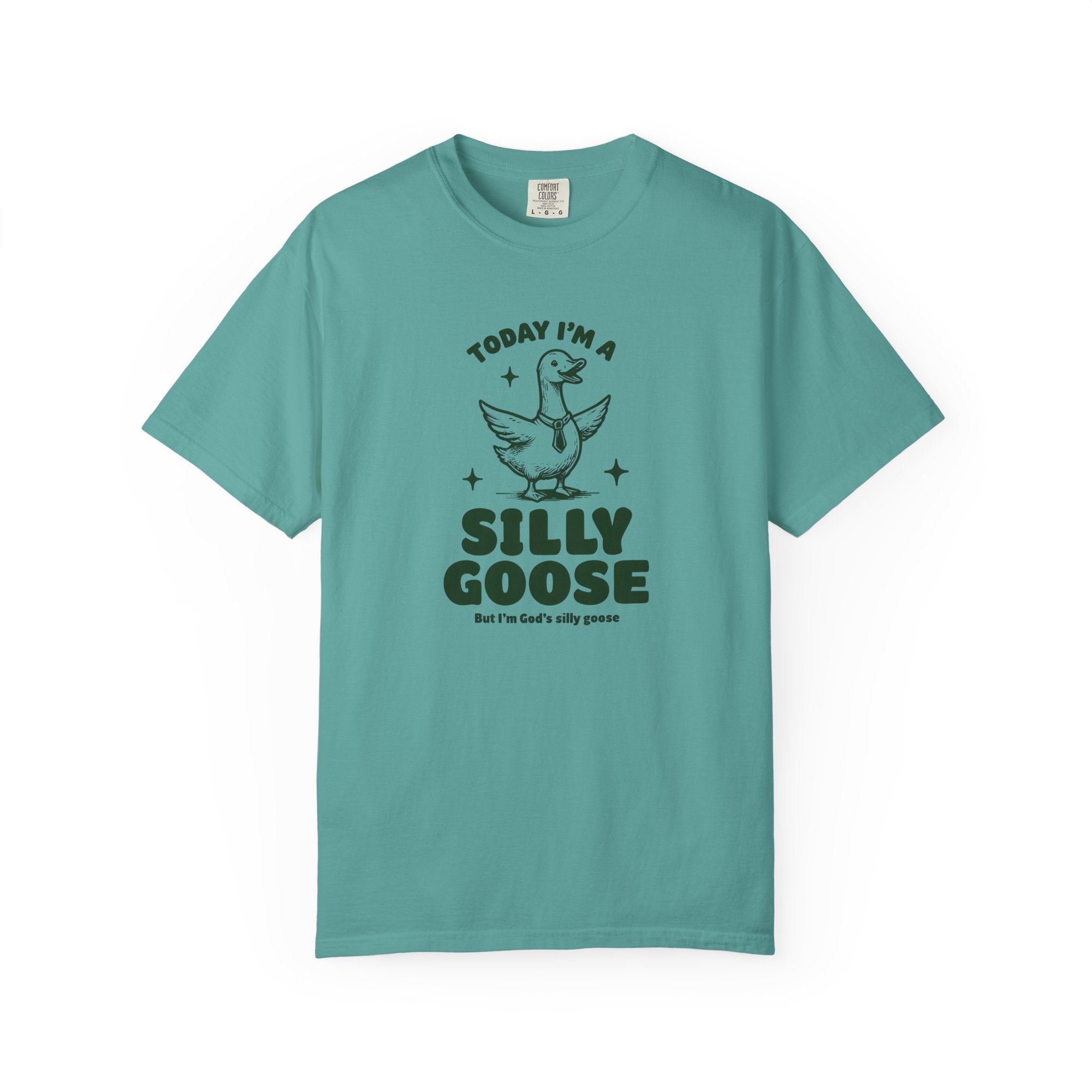 God’s Silly Goose with tie Christian T-Shirt | Graphic Tee | Unisex Garment Dyed Cotton Top S-4XL