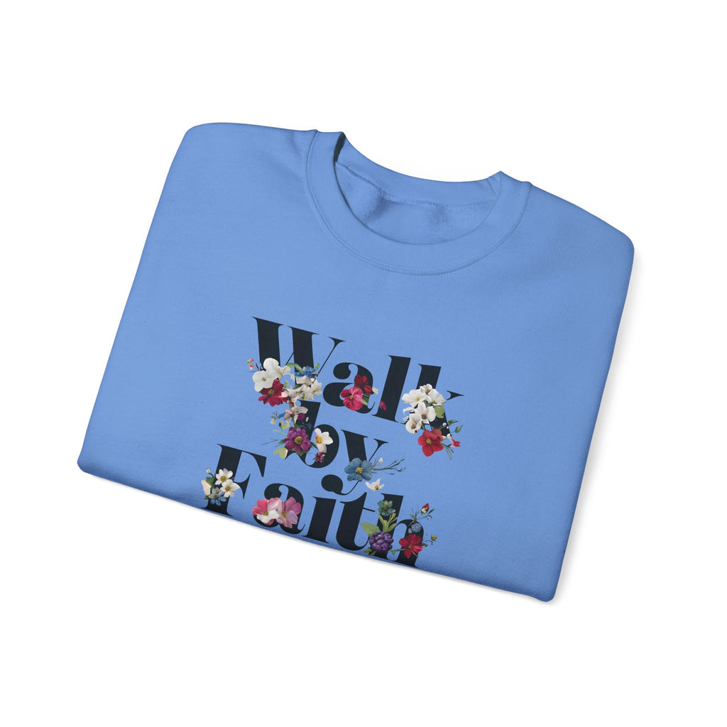 Walk By Faith Floral Gildan Crewneck Unisex Christian Sweatshirt