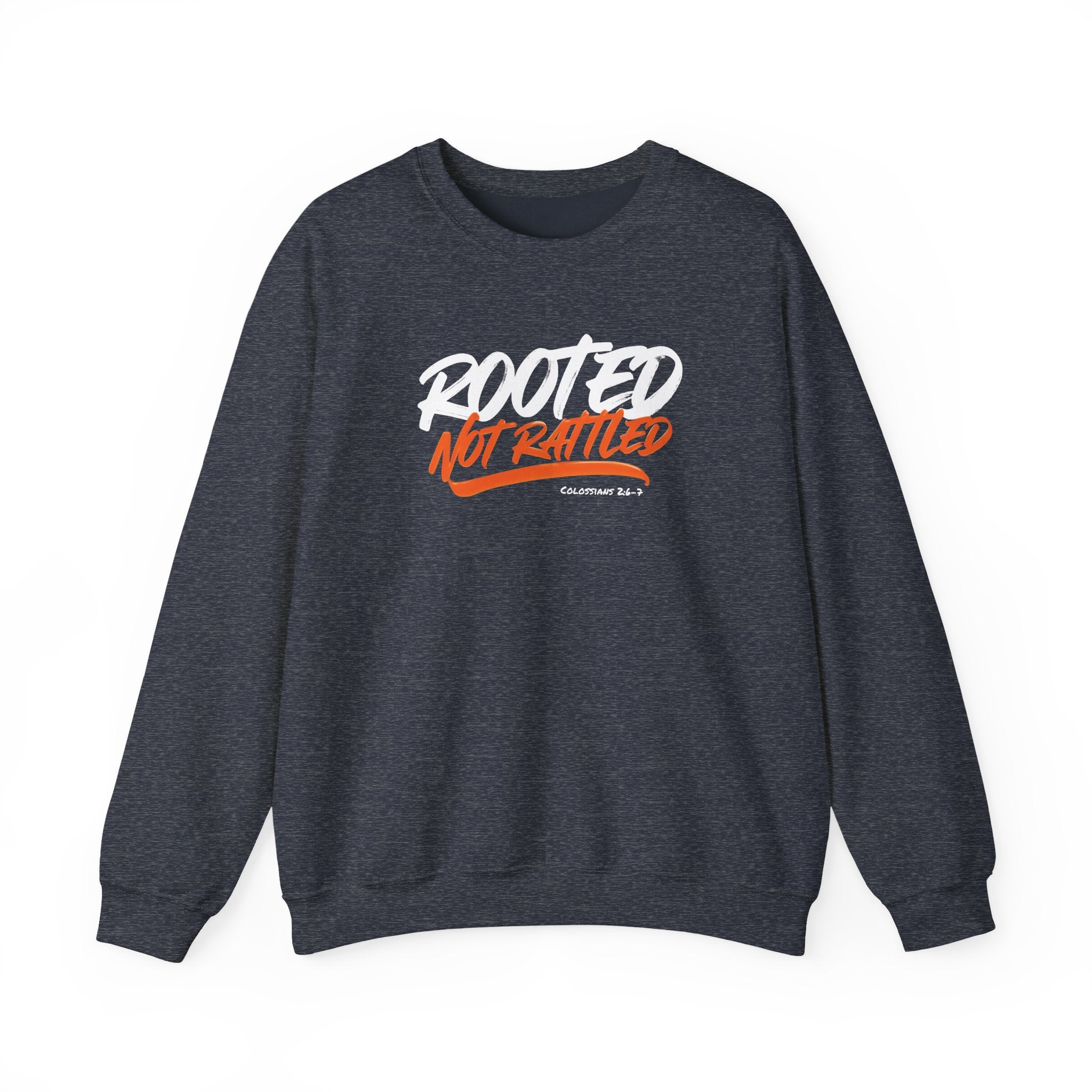 Rooted Not Rattled Gildan Christian Sweatshirt | Unisex Crewneck Pullover | Christian Gift