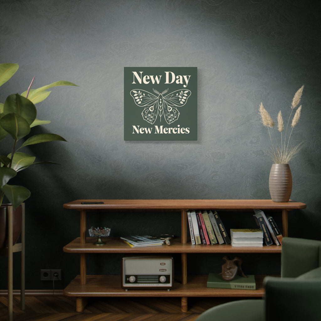 New Day New Mercies Christian Matte Canvas Wall Art | Faith Home Decor | Christian Housewarming Gift