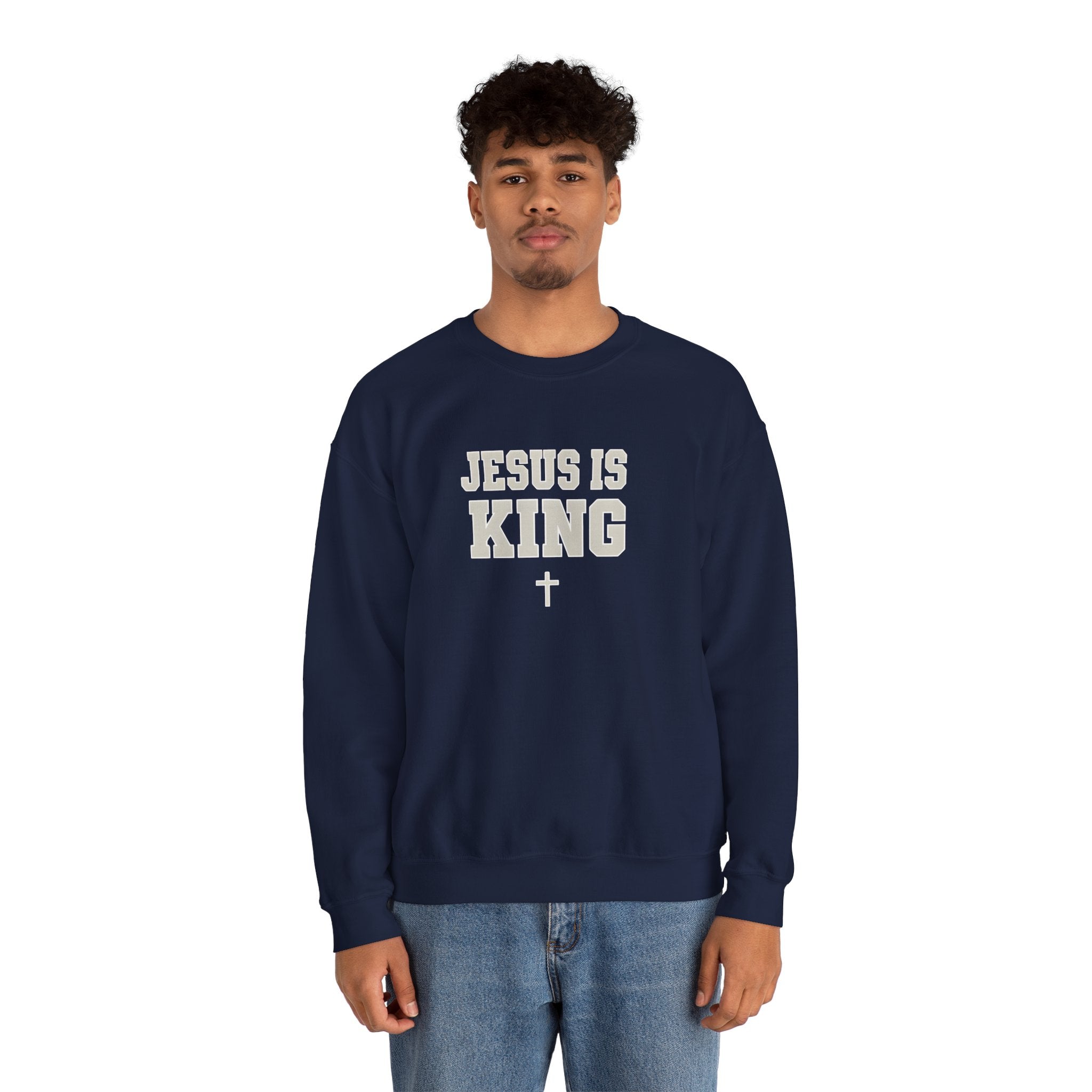 Jesus is King Gildan Unisex Crewneck Sweatshirt | Christian Apparel | Inspirational Gift | Cozy Everyday Wear