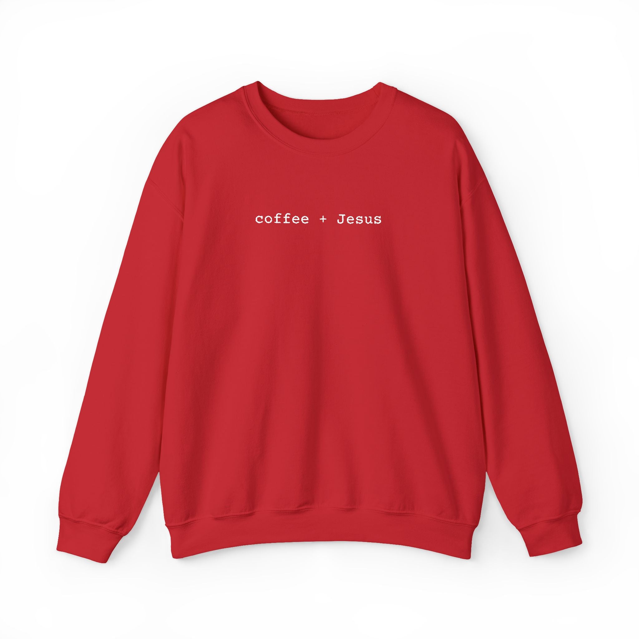 Embroidered Jesus + Coffee Gildan Unisex Heavy Blend Crewneck Sweatshirt | Cozy Christian Pullover Gift for Adults