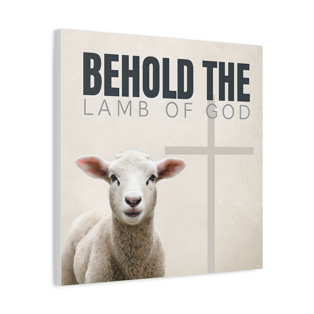 Behold the Lamb of God Canvas – Christian Wall Art with Lamb & Cross Design (Multiple Sizes)