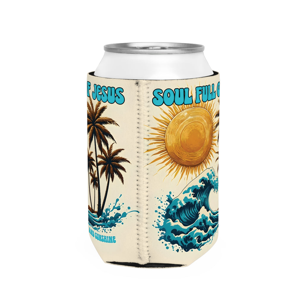 Christian Can Cooler Sleeve | Soul Full of Jesus and Sunshine | Cute Faith-Based Summer Gift