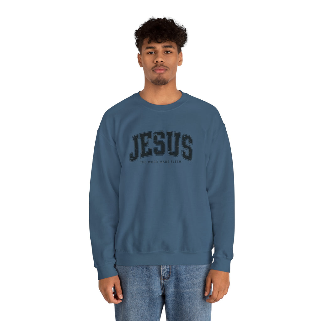 Jesus the Word Made Flesh Gildan Crewneck Sweatshirt | Christian Unisex Sweatshirt | Faith Apparel | Religious Gift