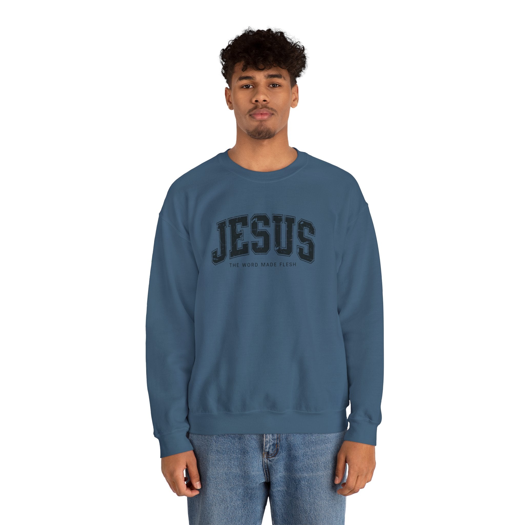 Jesus the Word Made Flesh Gildan Crewneck Sweatshirt | Christian Unisex Sweatshirt | Faith Apparel | Religious Gift