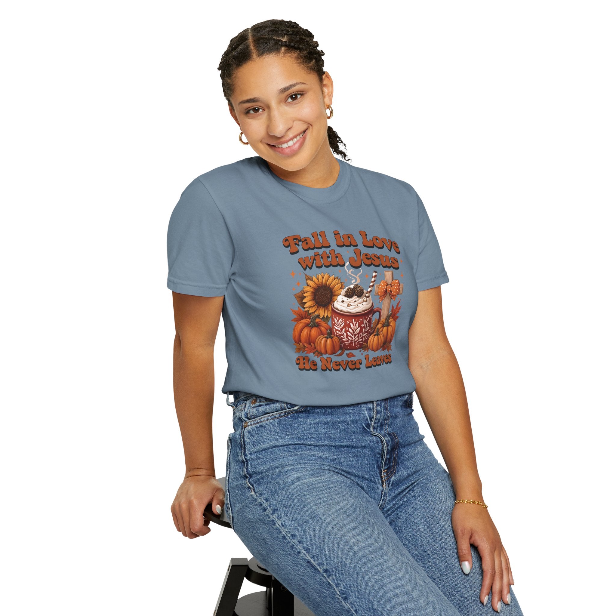 Fall in Love with Jesus Unisex Garment Dyed Comfort Colors T-Shirt | Christian Fall T-Shirt | Faith Based Thanksgiving Tee | Unisex Religious Cotton Top