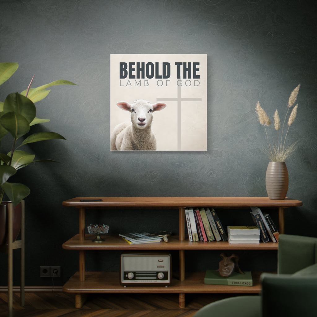Behold the Lamb of God Canvas – Christian Wall Art with Lamb & Cross Design (Multiple Sizes)