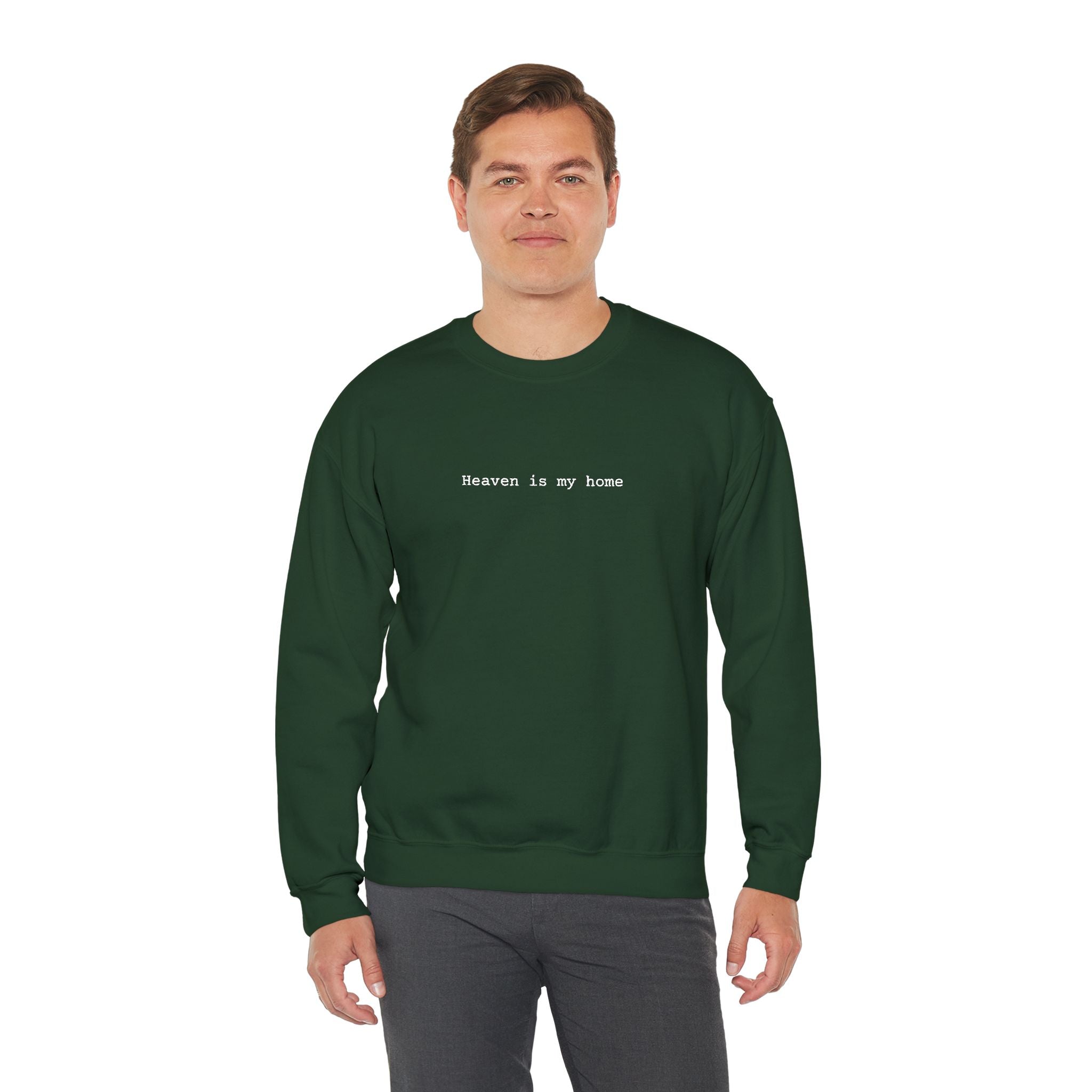 Embroidered Heaven is my Home Christian Unisex Crewneck Gildan Sweatshirt