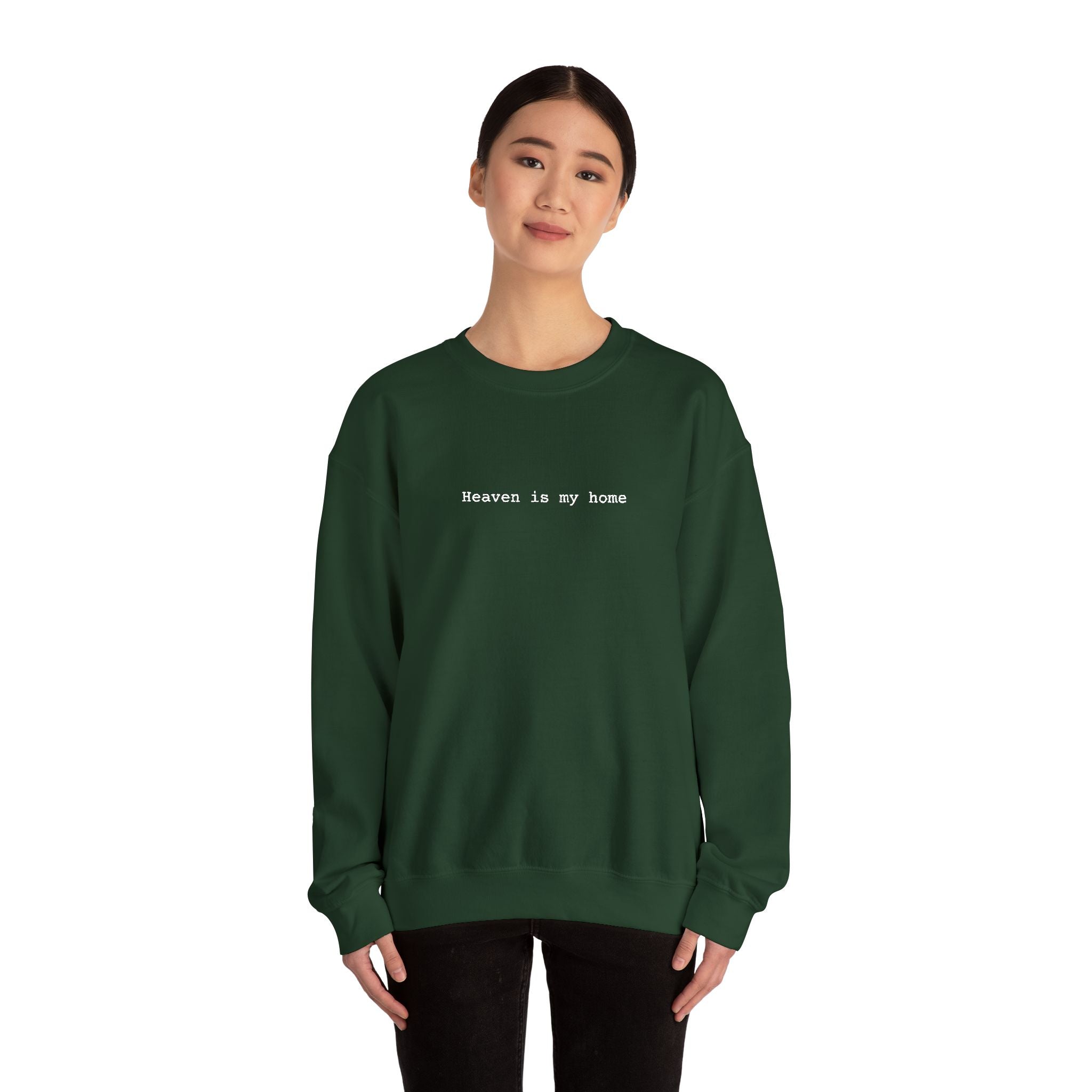 Embroidered Heaven is my Home Christian Unisex Crewneck Gildan Sweatshirt