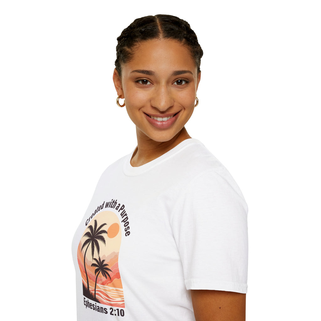 Created With A Purpose Ephesians 2:10 | Gilden Unisex T-shirt | Faith-Based Summer Tee