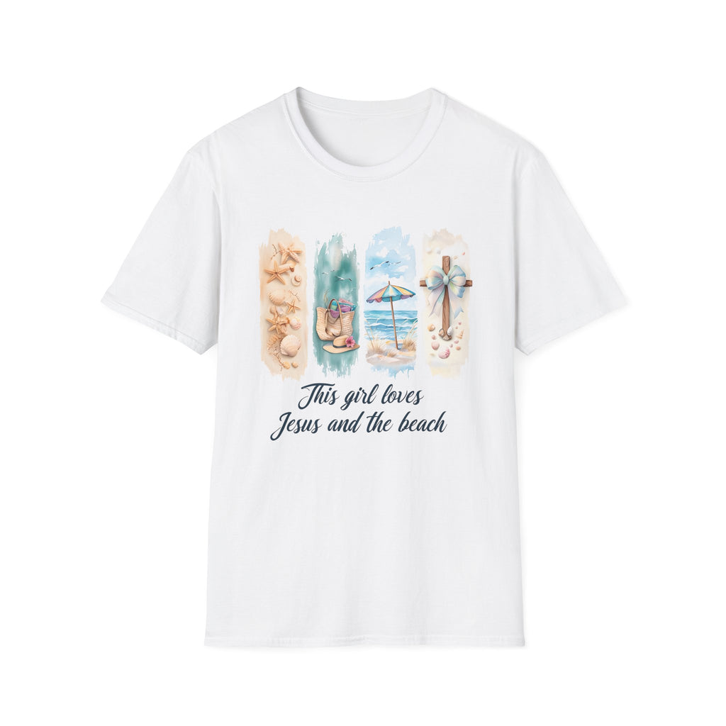 This Girl Loves Jesus and the Beach Shirt – Christian T-Shirts for Women | Faith Based Apparel | Beach Lover T-Shirt, Faith T-Shirt, Jesus Shirt, Summer Apparel, Christian Gifts, Casual...