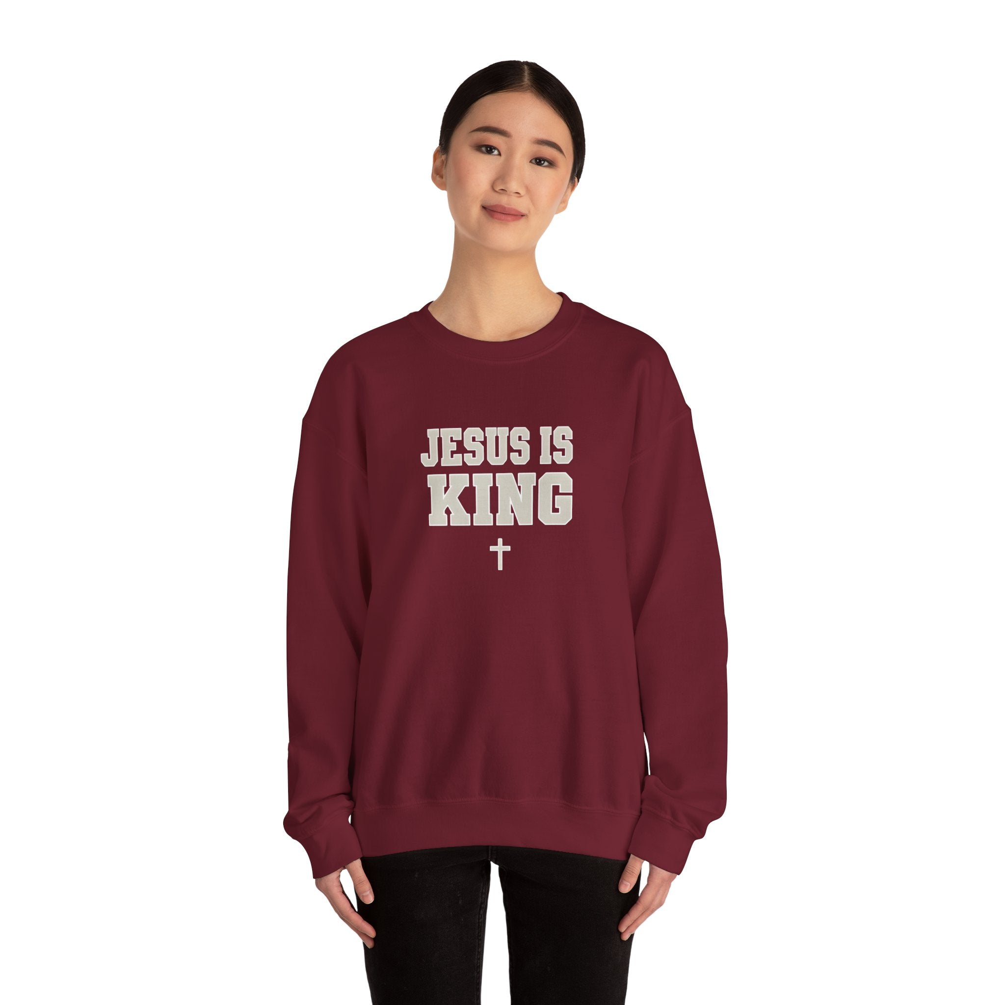 Jesus is King Gildan Unisex Crewneck Sweatshirt | Christian Apparel | Inspirational Gift | Cozy Everyday Wear