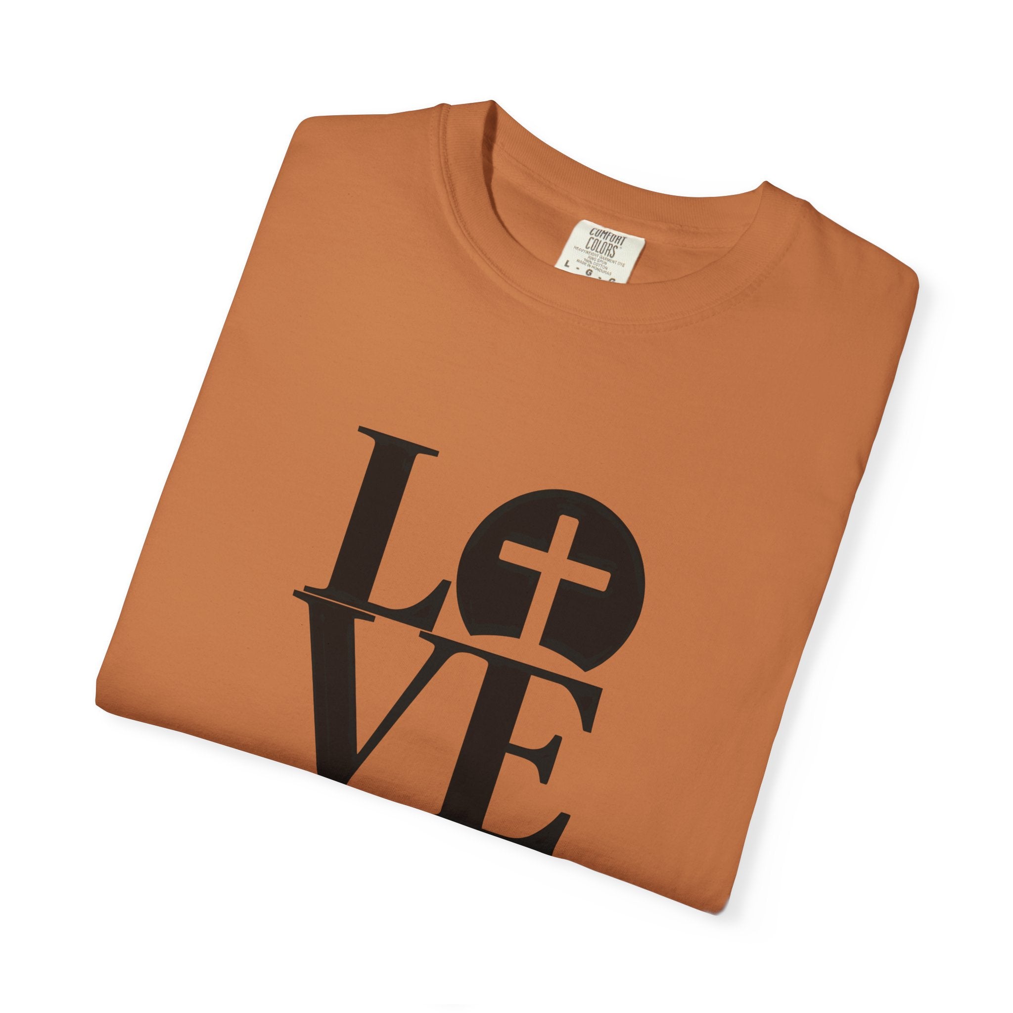 LOVE Cross Christian T-Shirt | Comfort Colors Faith-Based Unisex Tee (S–4XL) | Jesus is Love Shirt
