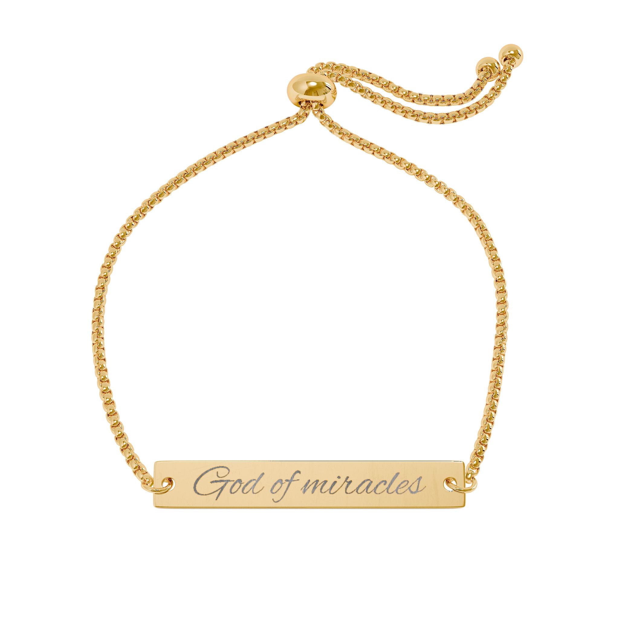 God Of Miracles Christian Bracelet for Women | Faith Based Jewelry | Engraved Bar Gift Bracelet