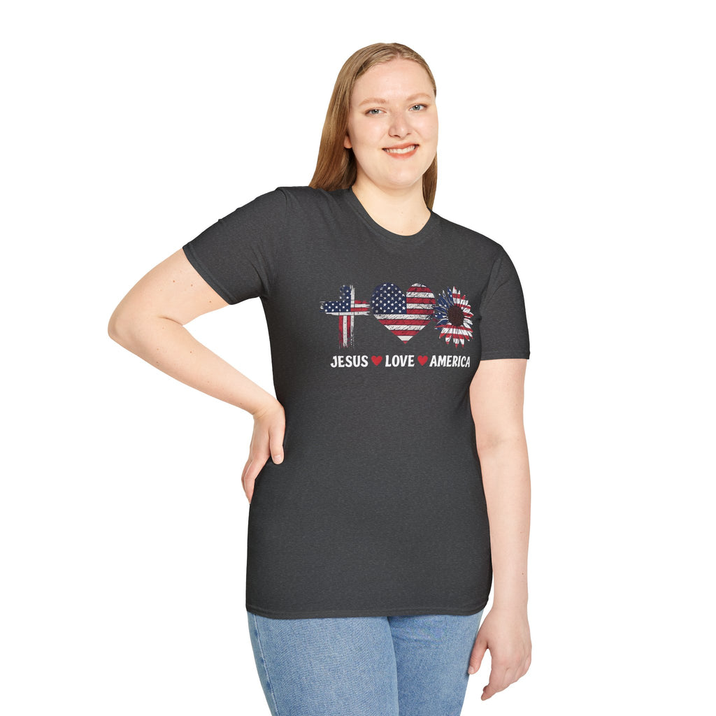 Jesus Love America Shirt | Patriotic Christian T-Shirt | Faith Based 4th of July Outfit