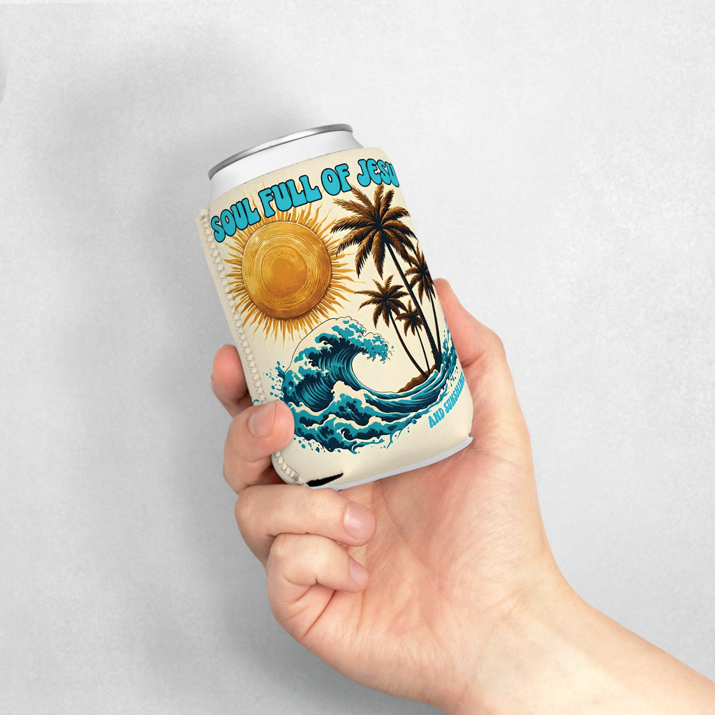 Christian Can Cooler Sleeve | Soul Full of Jesus and Sunshine | Cute Faith-Based Summer Gift