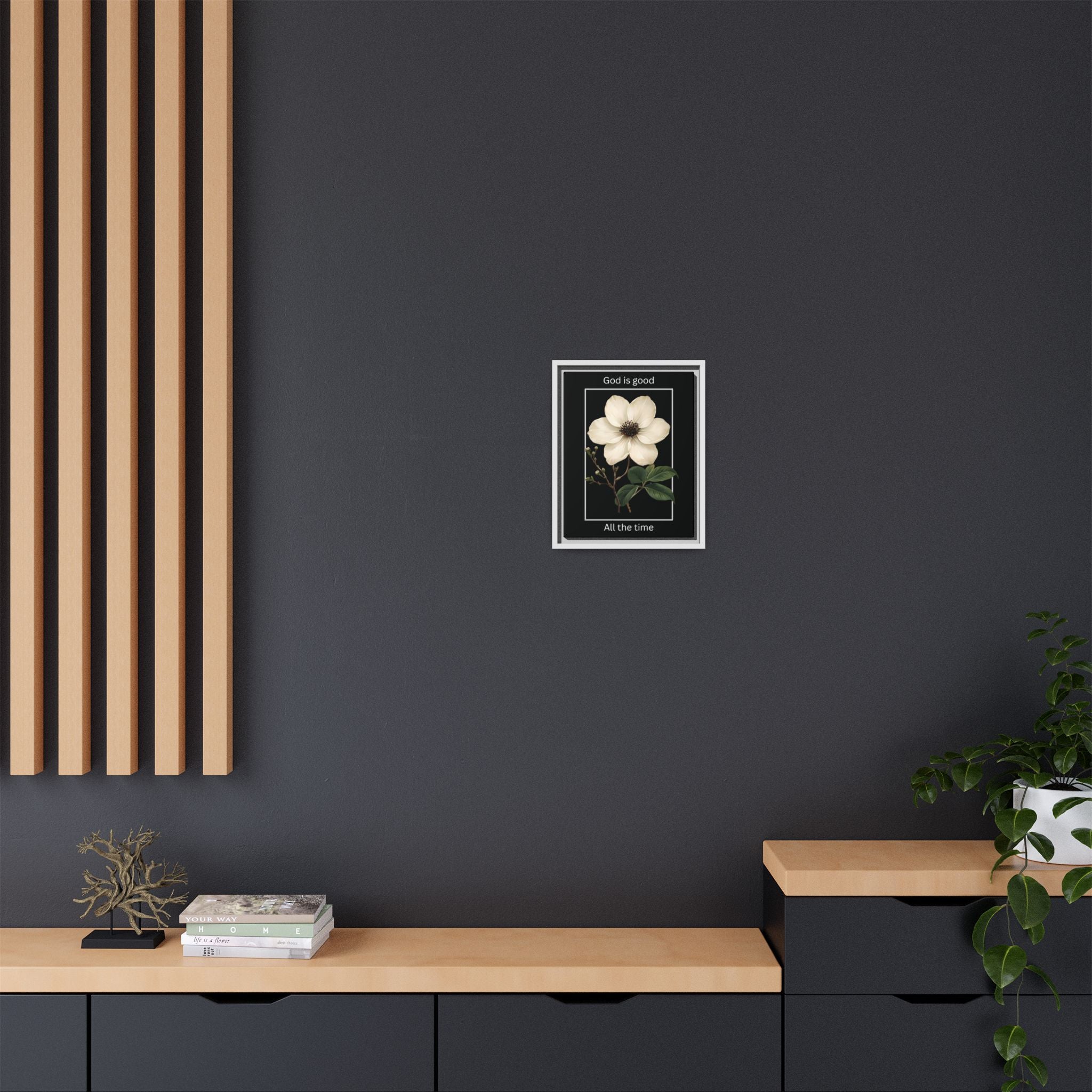 God is Good All The Time Christian Framed Matte Canvas Wall Art | Faith Inspirational Home Decor