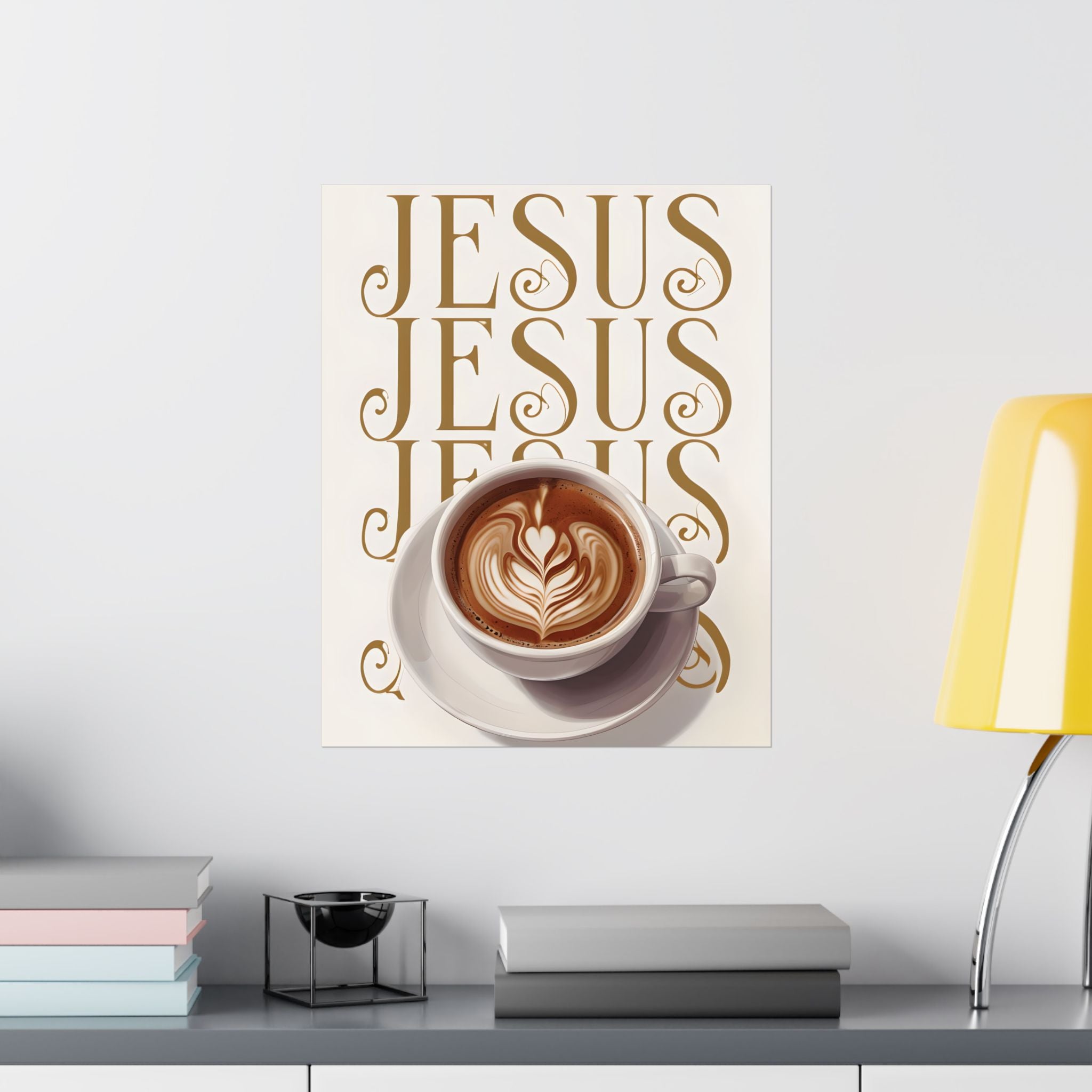 Jesus + Coffee Christian Wall Art Poster | Jesus Coffee Print | Faith Kitchen Decor Matte Poster