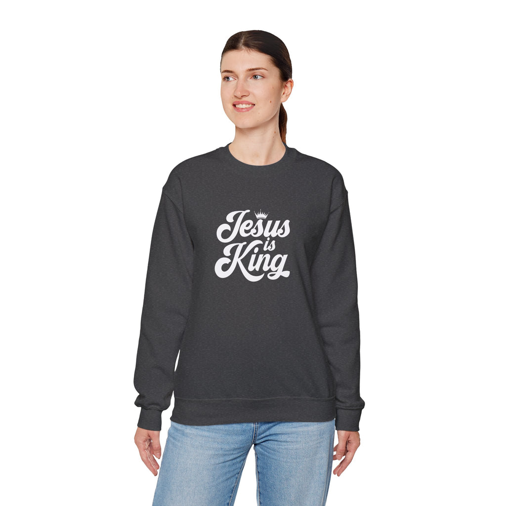 Jesus Is King Christian Gildan Unisex Crewneck Sweatshirt | Faith Apparel |  Religious Gift