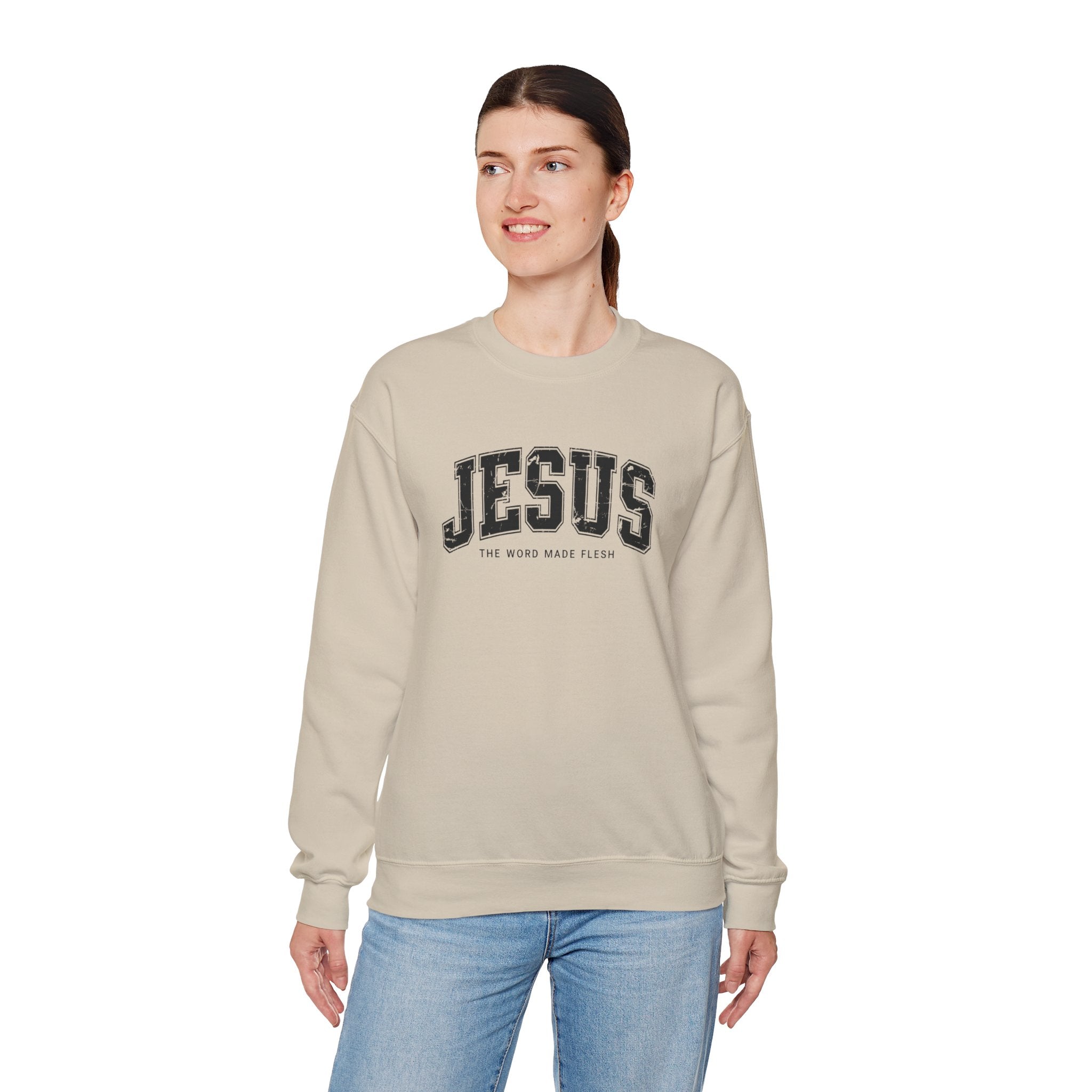 Jesus the Word Made Flesh Gildan Crewneck Sweatshirt | Christian Unisex Sweatshirt | Faith Apparel | Religious Gift