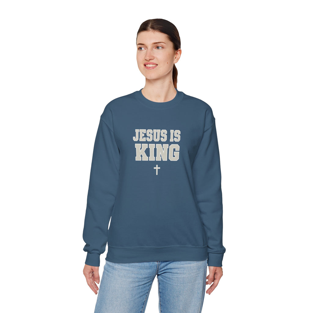Jesus is King Gildan Unisex Crewneck Sweatshirt | Christian Apparel | Inspirational Gift | Cozy Everyday Wear