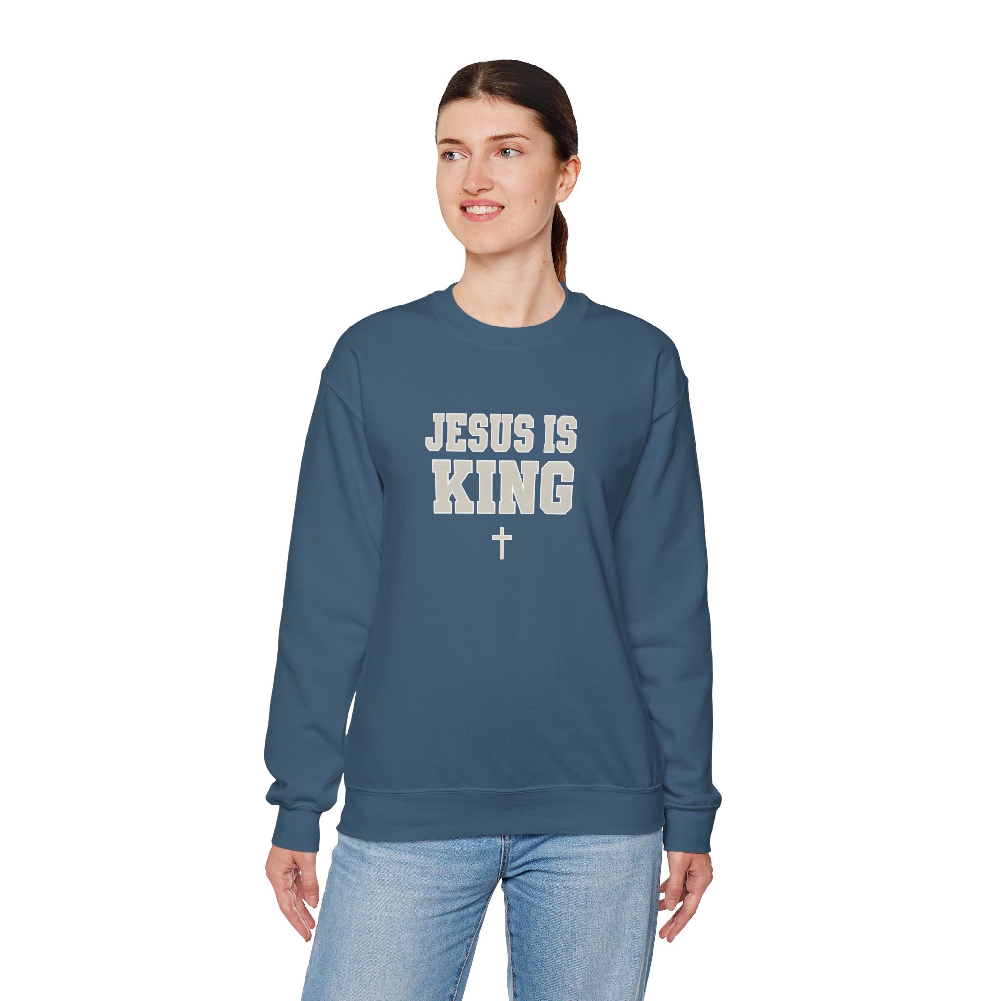 Jesus is King Gildan Unisex Crewneck Sweatshirt | Christian Apparel | Inspirational Gift | Cozy Everyday Wear