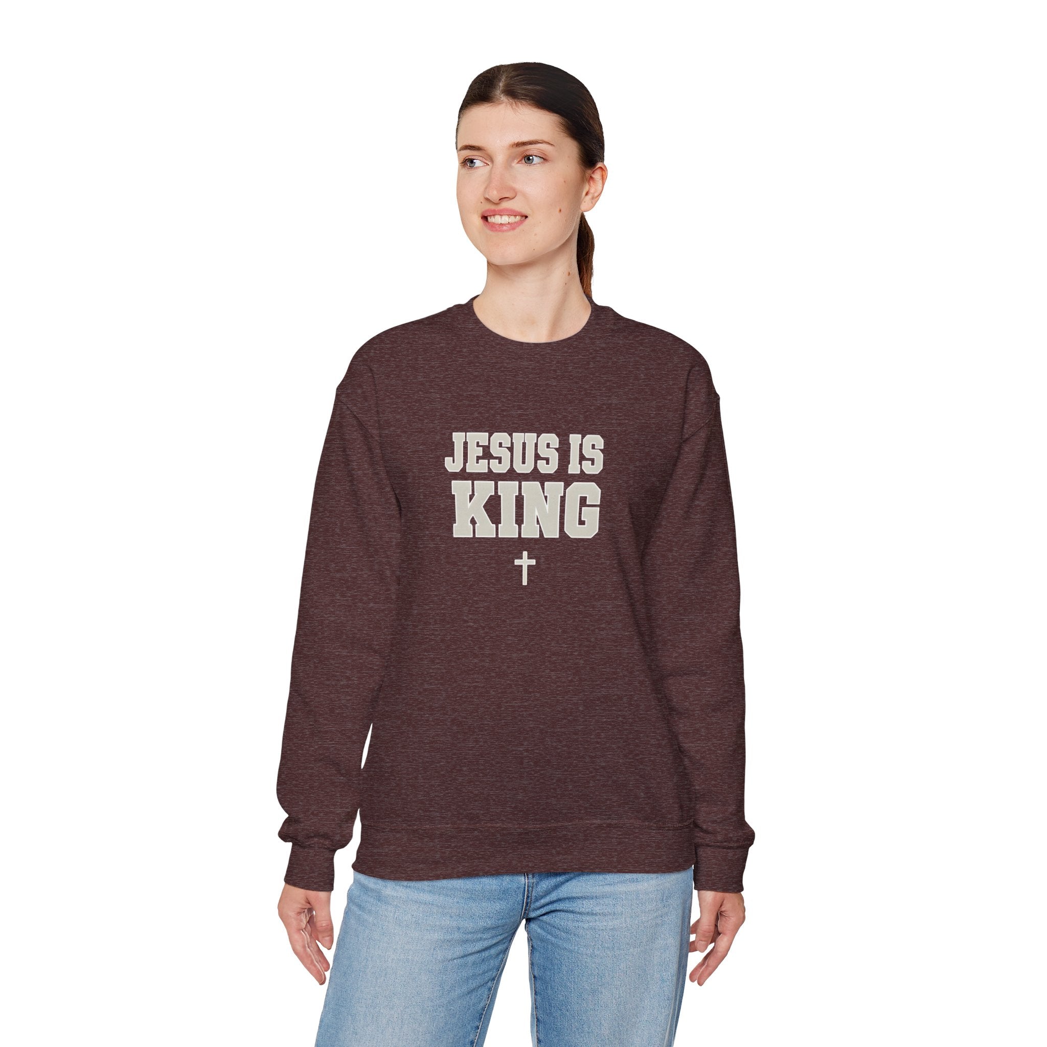 Jesus is King Gildan Unisex Crewneck Sweatshirt | Christian Apparel | Inspirational Gift | Cozy Everyday Wear