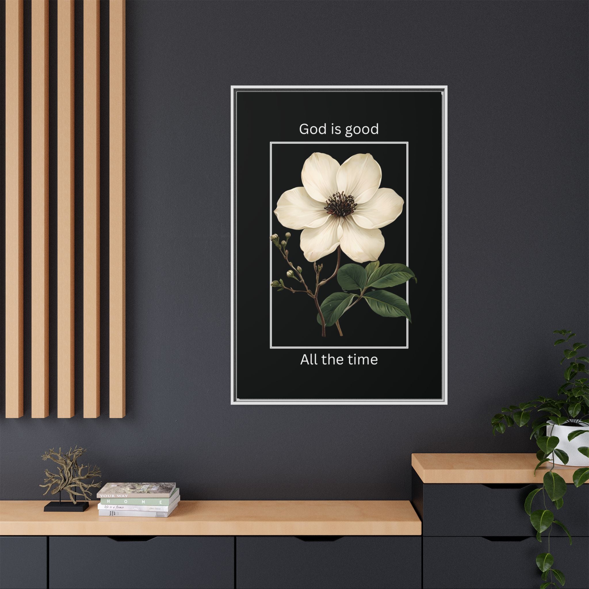 God is Good All The Time Christian Framed Matte Canvas Wall Art | Faith Inspirational Home Decor