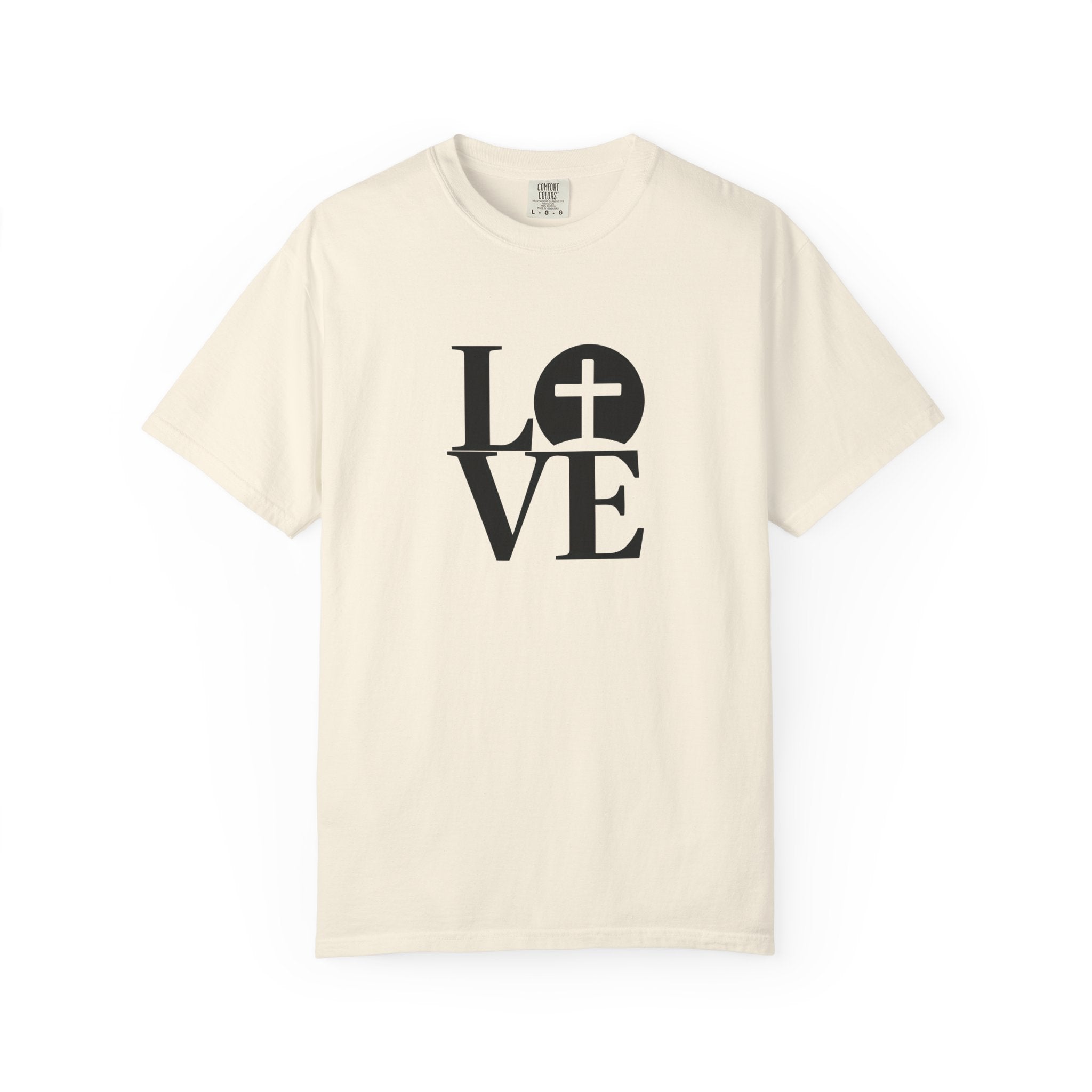LOVE Cross Christian T-Shirt | Comfort Colors Faith-Based Unisex Tee (S–4XL) | Jesus is Love Shirt