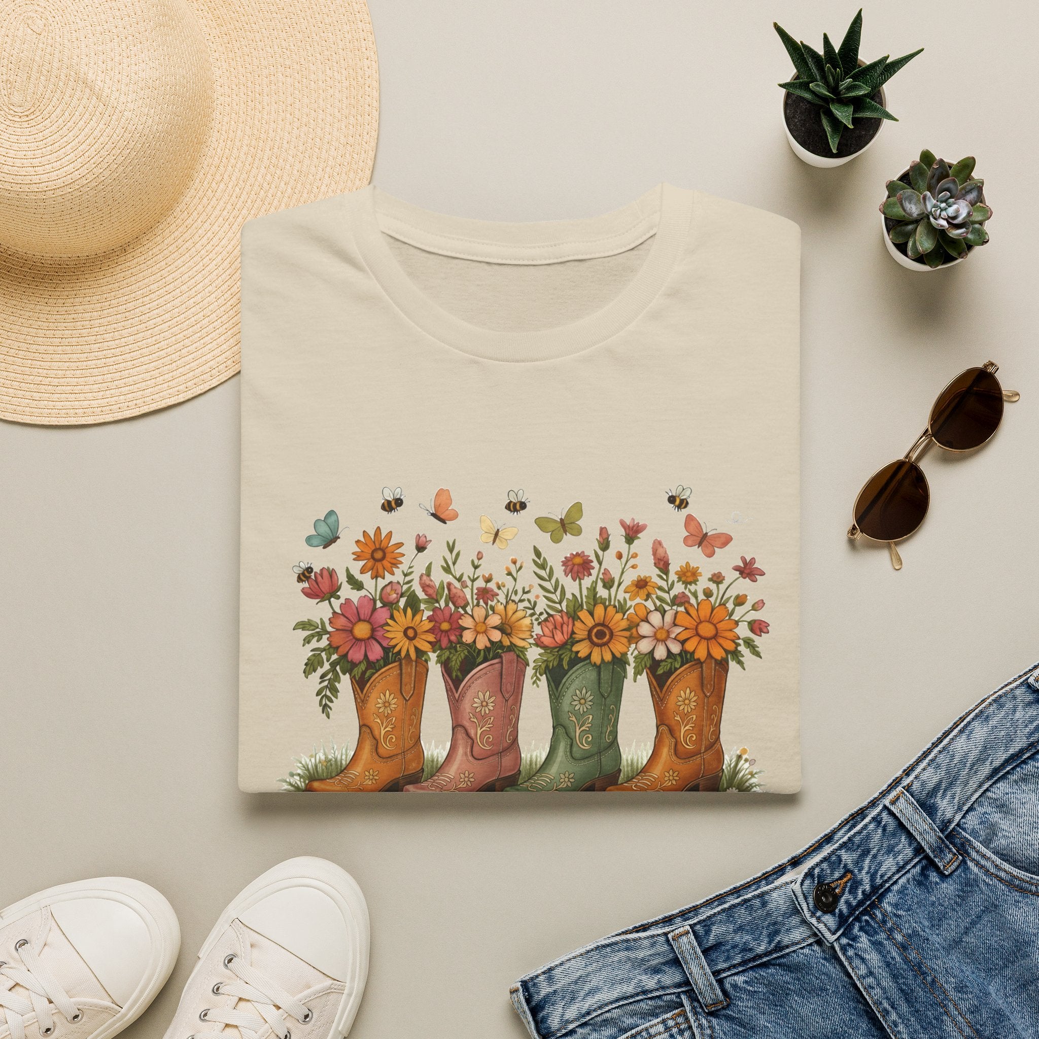 Walk by Faith Not by Sight Gildan Tshirt | Women's Wildflower Cowgirl Boots Christian Tee