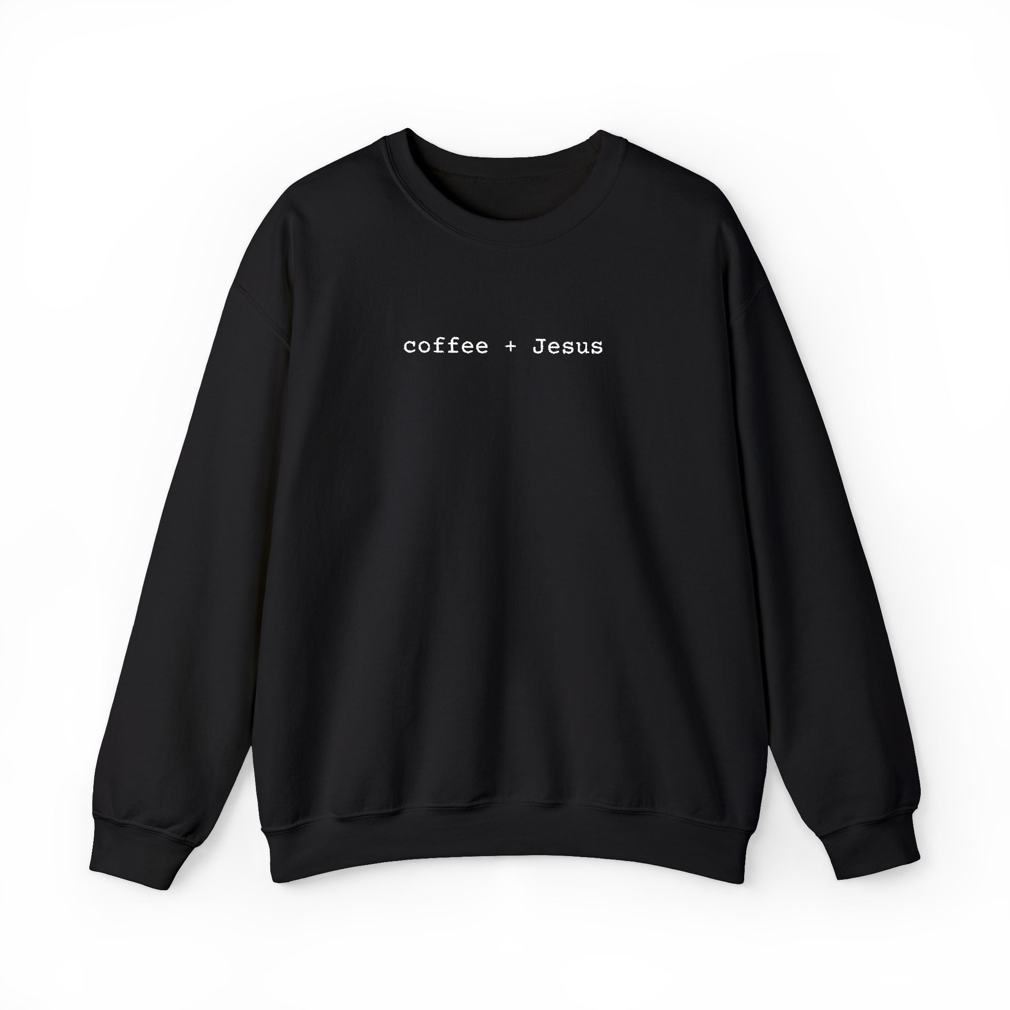 Embroidered Jesus + Coffee Gildan Unisex Heavy Blend Crewneck Sweatshirt | Cozy Christian Pullover Gift for Adults