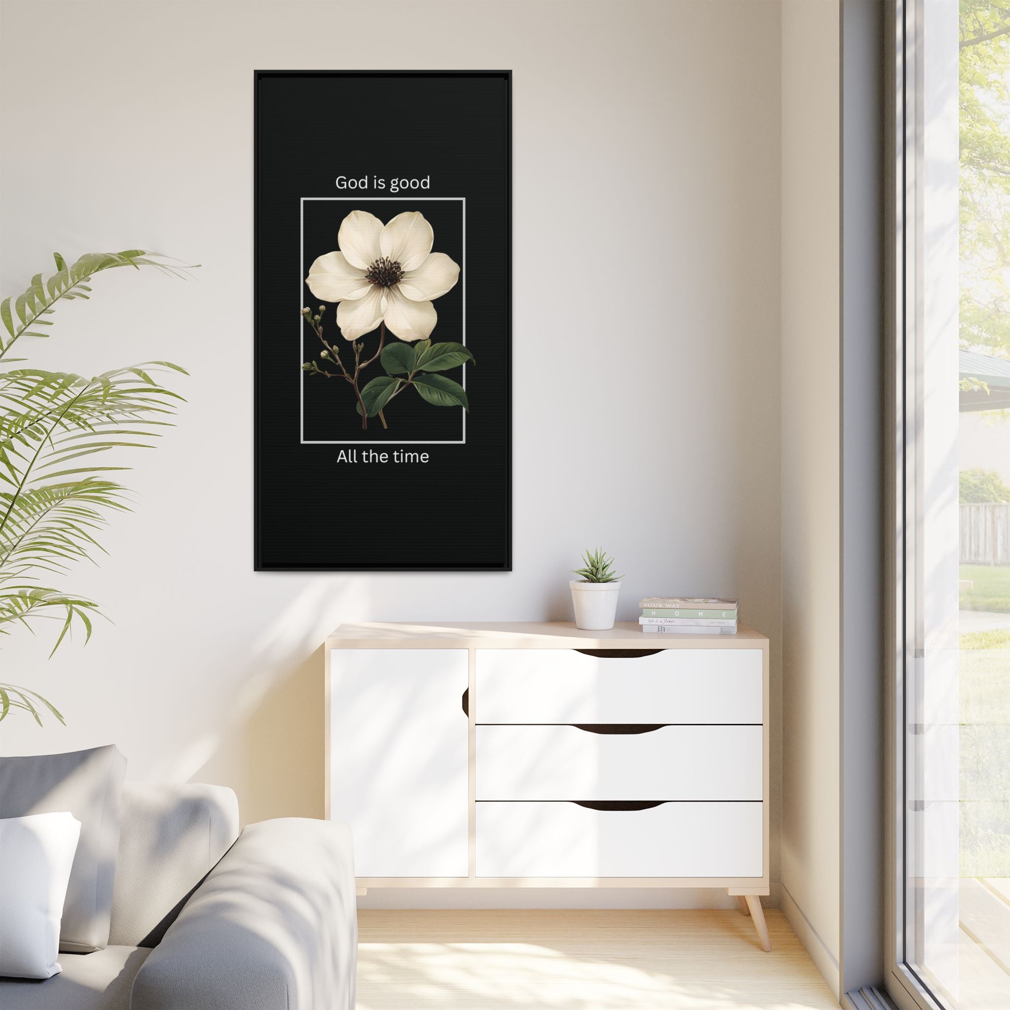 God is Good All The Time Christian Framed Matte Canvas Wall Art | Faith Inspirational Home Decor