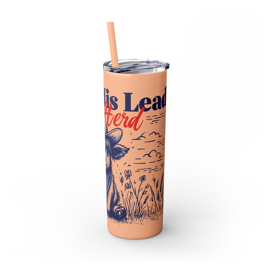 Follow His Lead, Not the Herd, 20 oz Insulated Skinny Tumbler | Stainless Steel Travel Cup | Christian Drinkware | Highland Cow