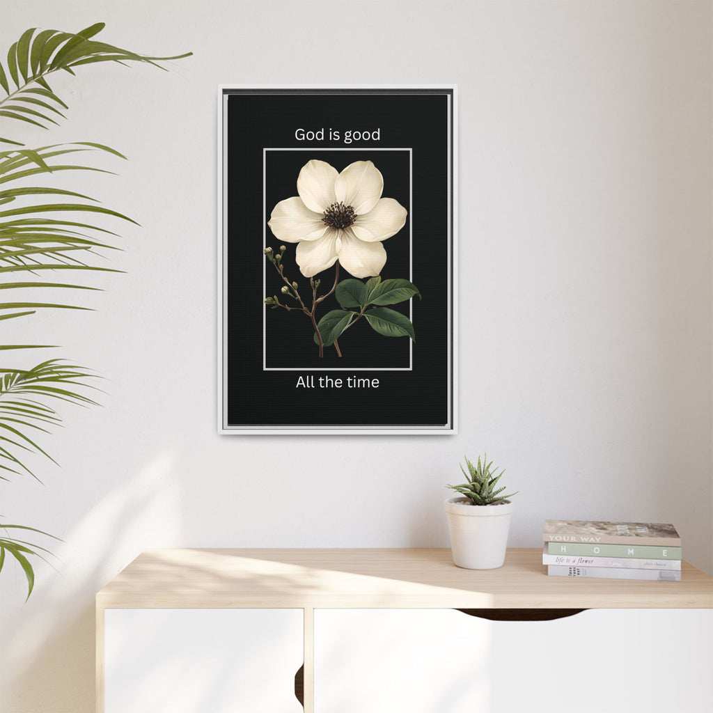 God is Good All The Time Christian Framed Matte Canvas Wall Art | Faith Inspirational Home Decor