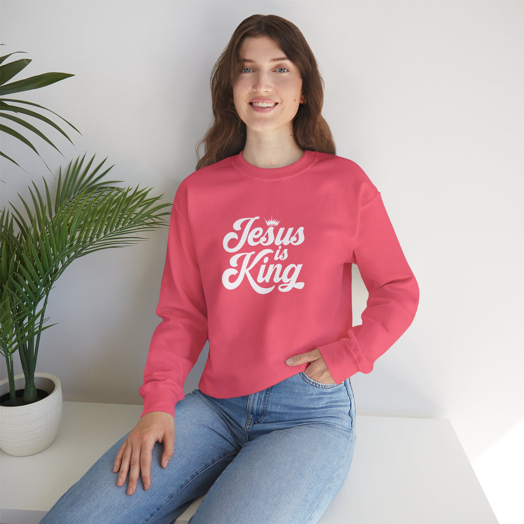 Jesus Is King Christian Gildan Unisex Crewneck Sweatshirt | Faith Apparel |  Religious Gift