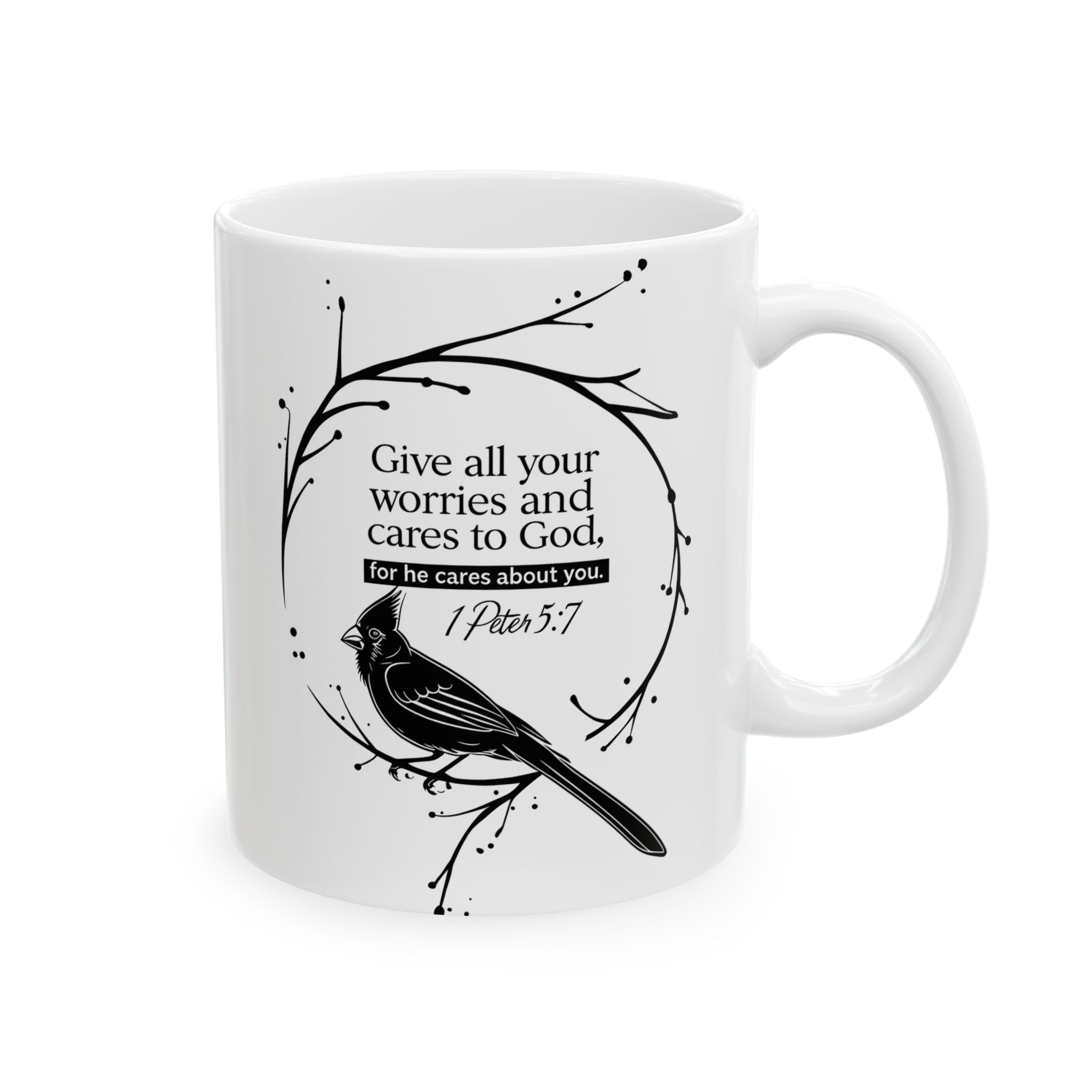 1 Peter 1:7 Christian Coffee Mug 11oz & 15oz – Faith Inspirational Gift for Women & Men