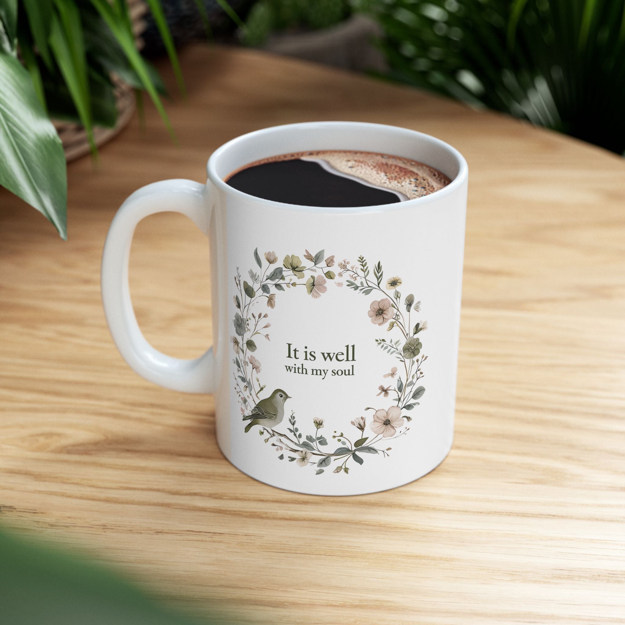It Is Well With My Soul Christian Coffee Mug | Floral | Christian Gift for her