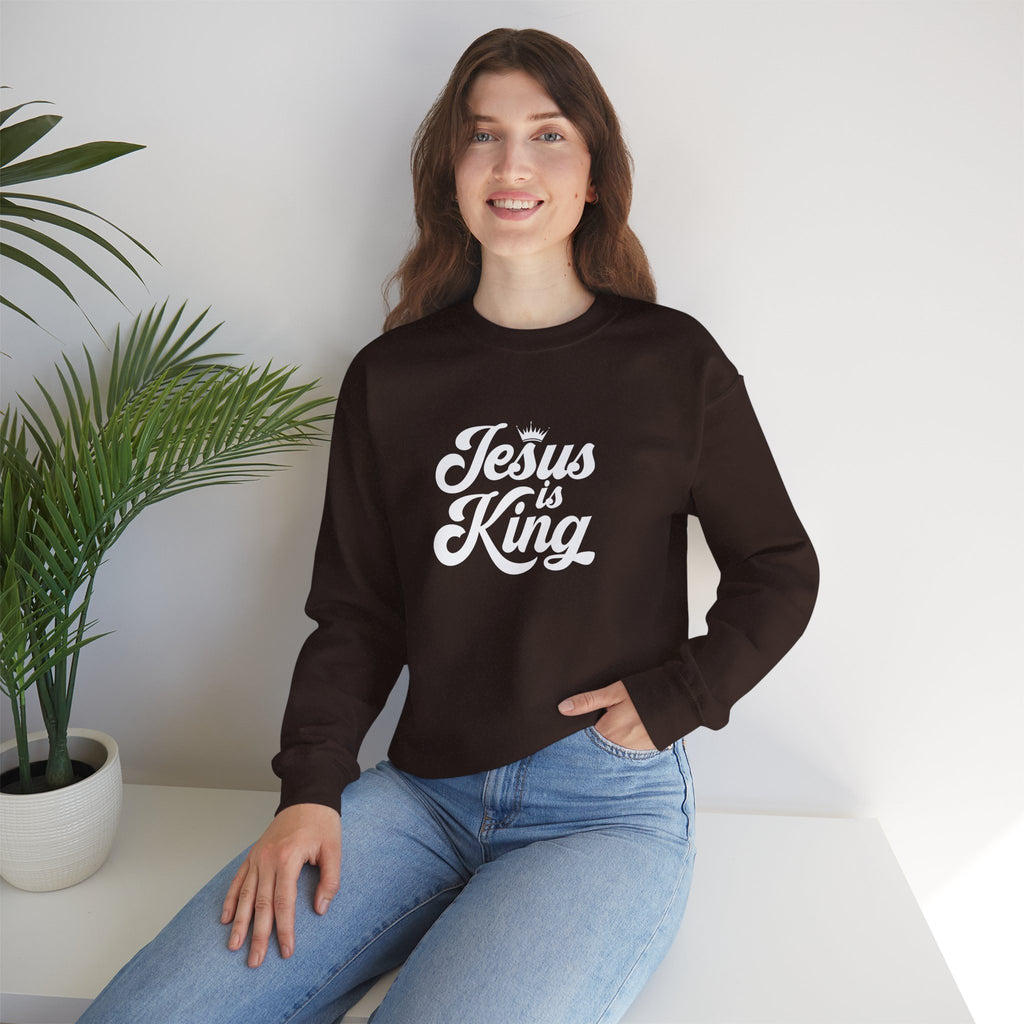 Jesus Is King Christian Gildan Unisex Crewneck Sweatshirt | Faith Apparel |  Religious Gift