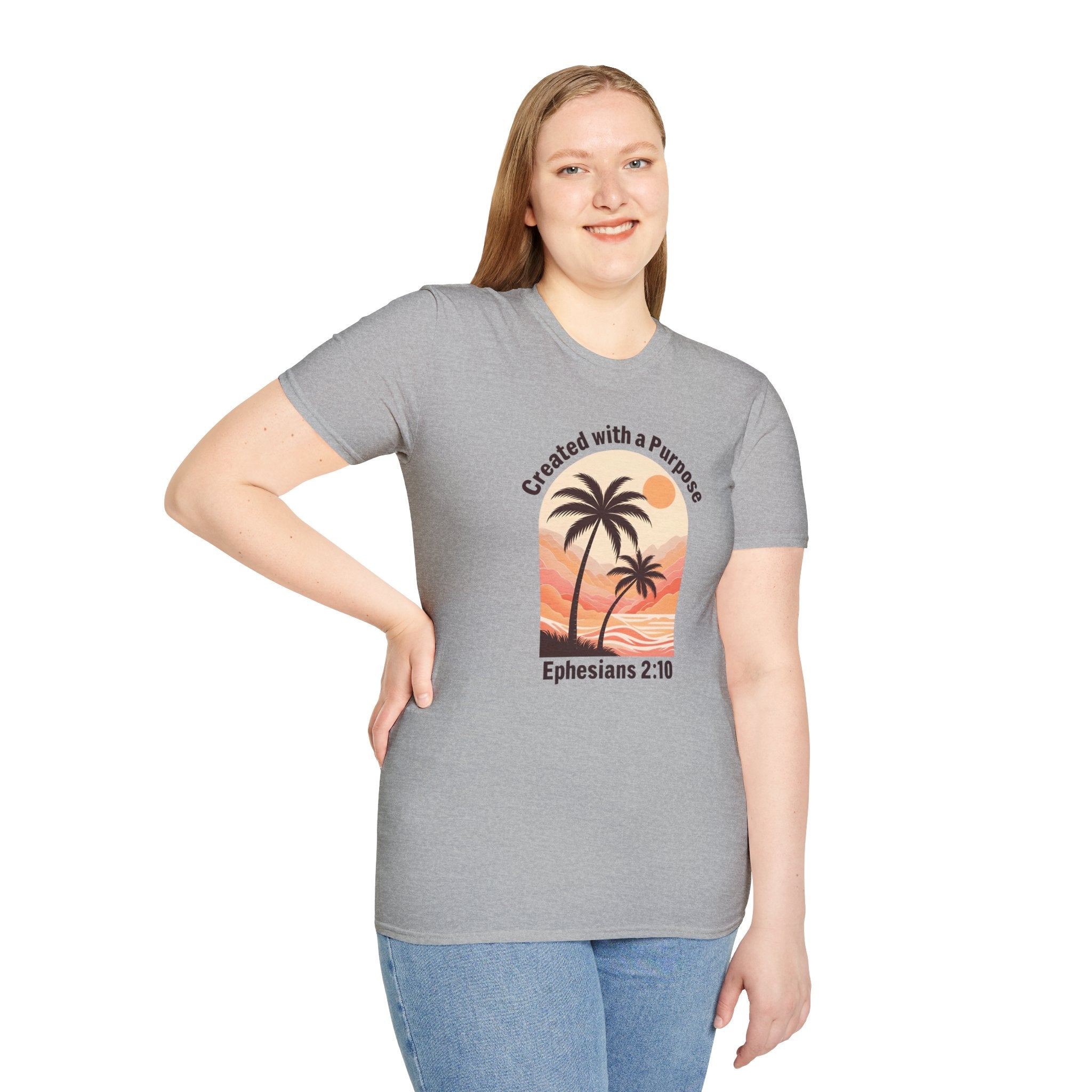 Created With A Purpose Ephesians 2:10 | Gilden Unisex T-shirt | Faith-Based Summer Tee