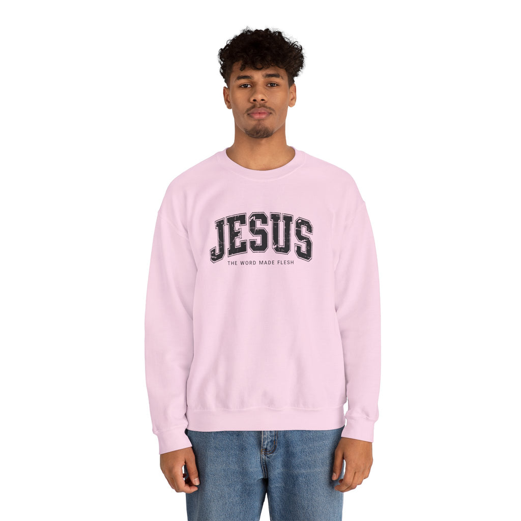Jesus the Word Made Flesh Gildan Crewneck Sweatshirt | Christian Unisex Sweatshirt | Faith Apparel | Religious Gift