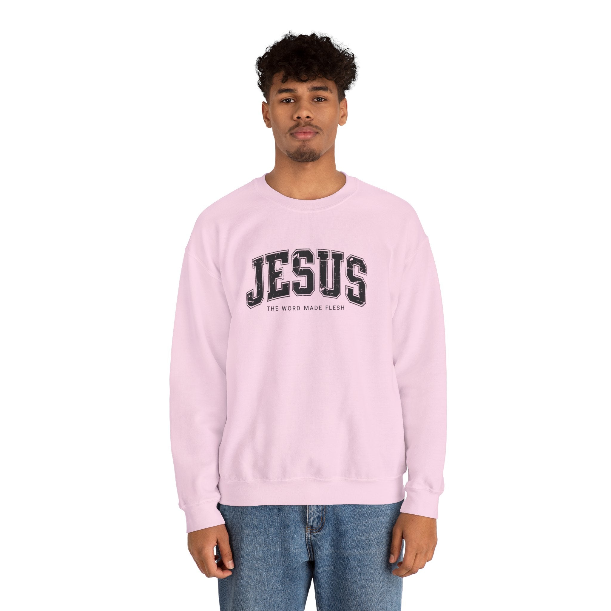 Jesus the Word Made Flesh Gildan Crewneck Sweatshirt | Christian Unisex Sweatshirt | Faith Apparel | Religious Gift