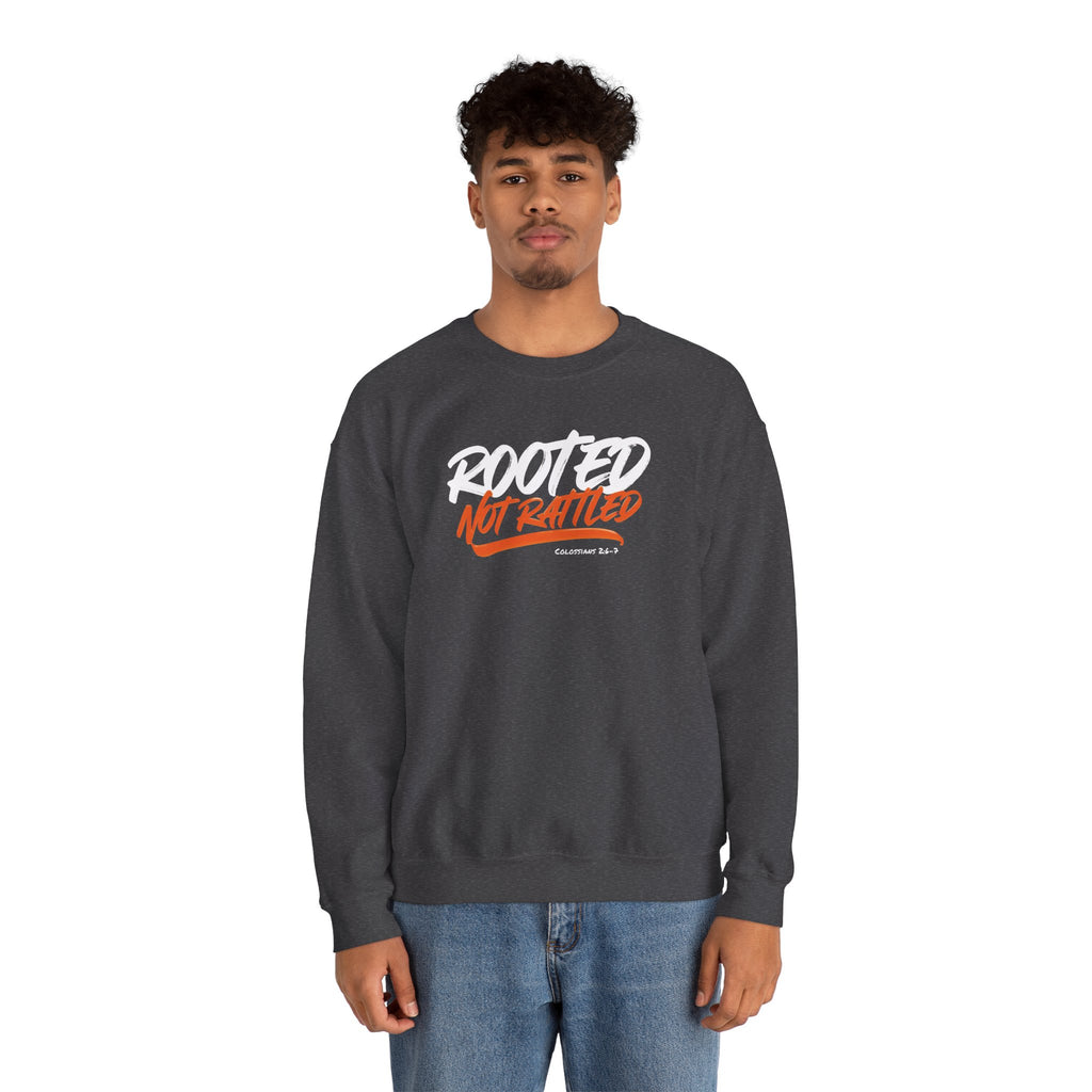 Rooted Not Rattled Gildan Christian Sweatshirt | Unisex Crewneck Pullover | Christian Gift